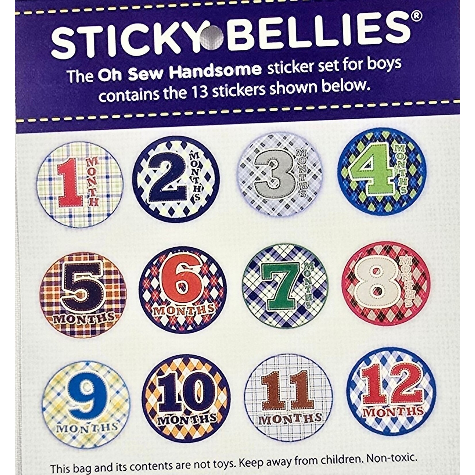 Sticky Bellies - 13 Stickers 12 Months 4" Baby Stickers