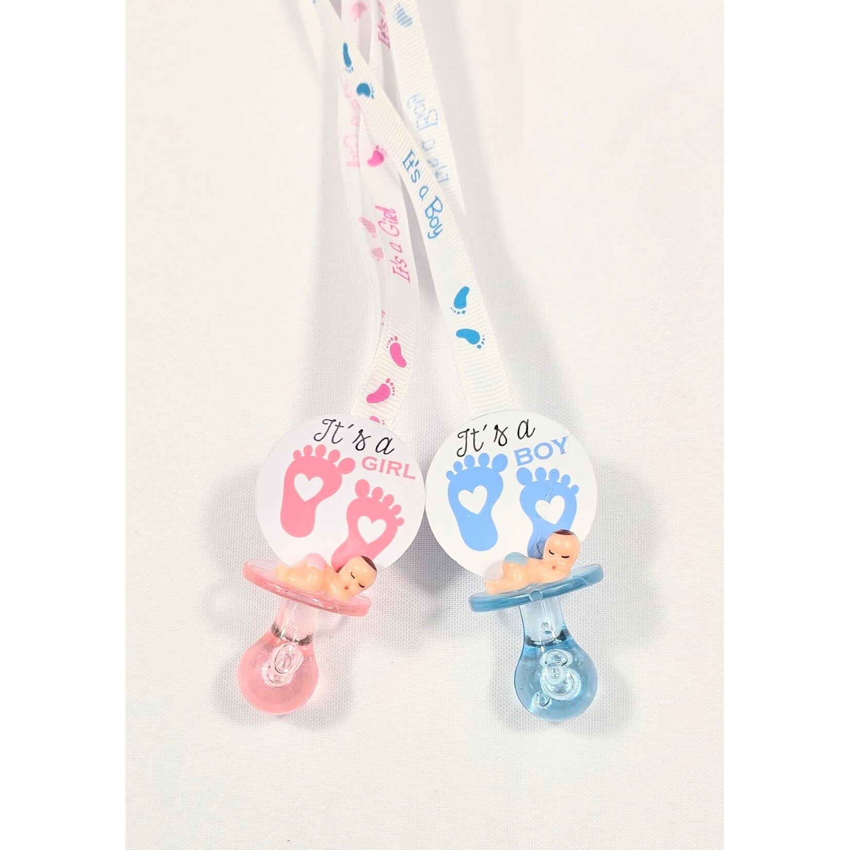 12pc Necklace Pacifiers w/ Feet - Baby Shower Gender Reveal "Don't Say Baby" "Don't cross your Legs"