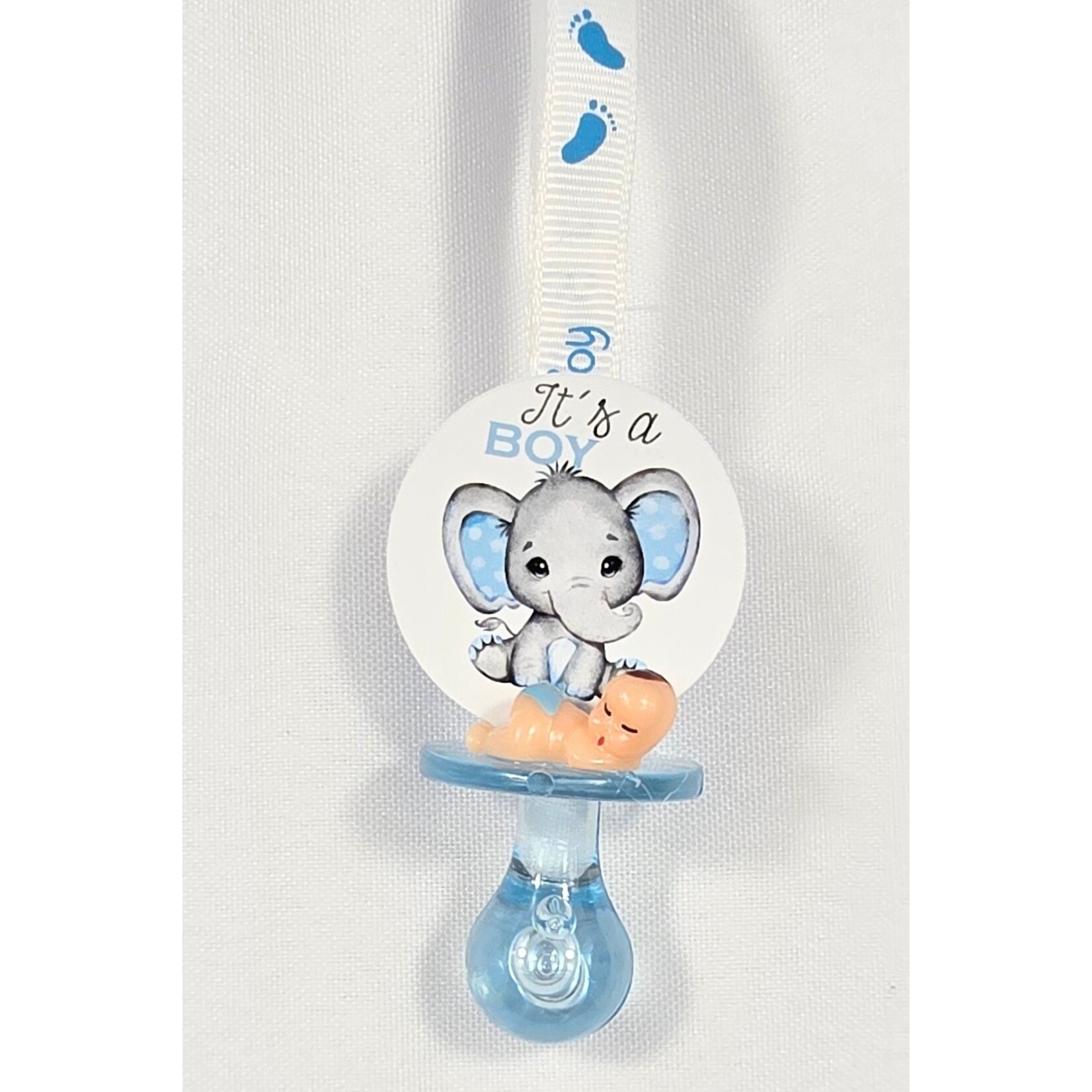 12pc Necklace Pacifiers w/ Elephant - Baby Shower Gender Reveal Games