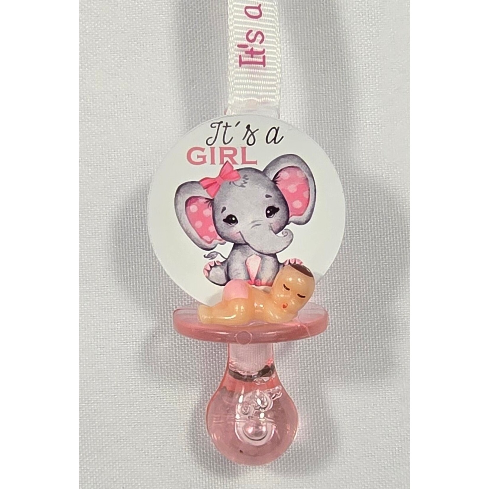 12pc Necklace Pacifiers w/ Elephant - Baby Shower Gender Reveal Games