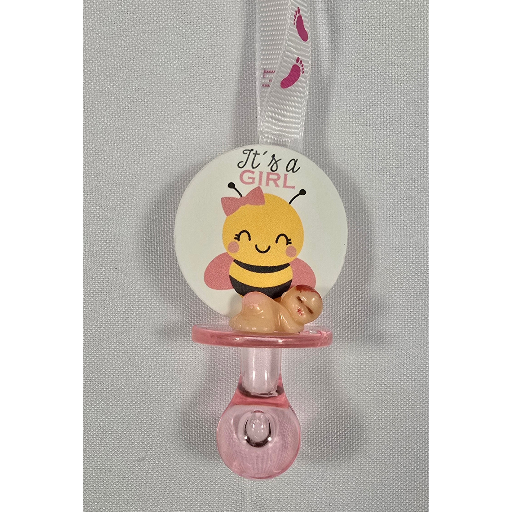 12pc Necklace Pacifiers w/ Bee - Baby Shower Gender Reveal