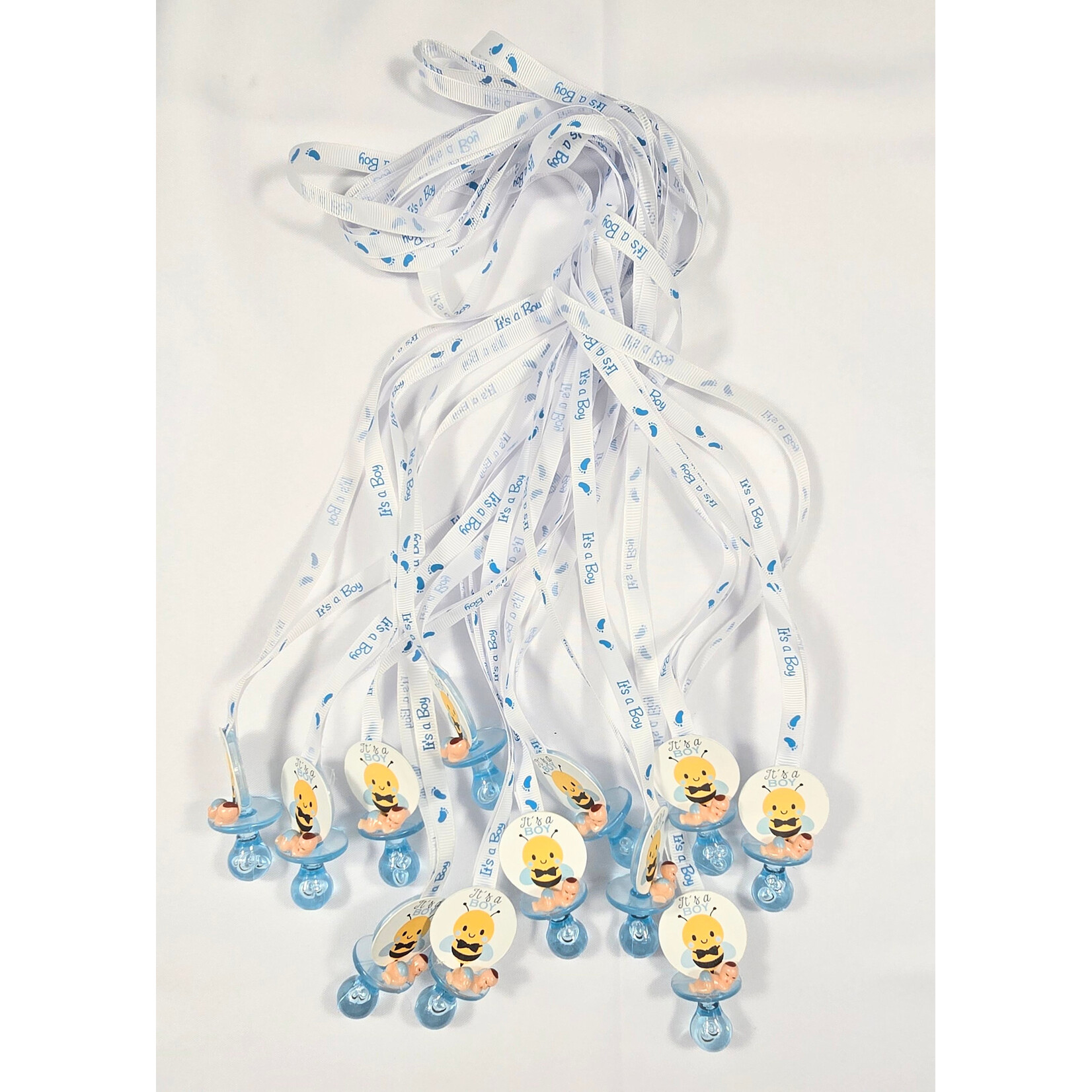 12pc Necklace Pacifiers w/ Bee - Baby Shower Gender Reveal