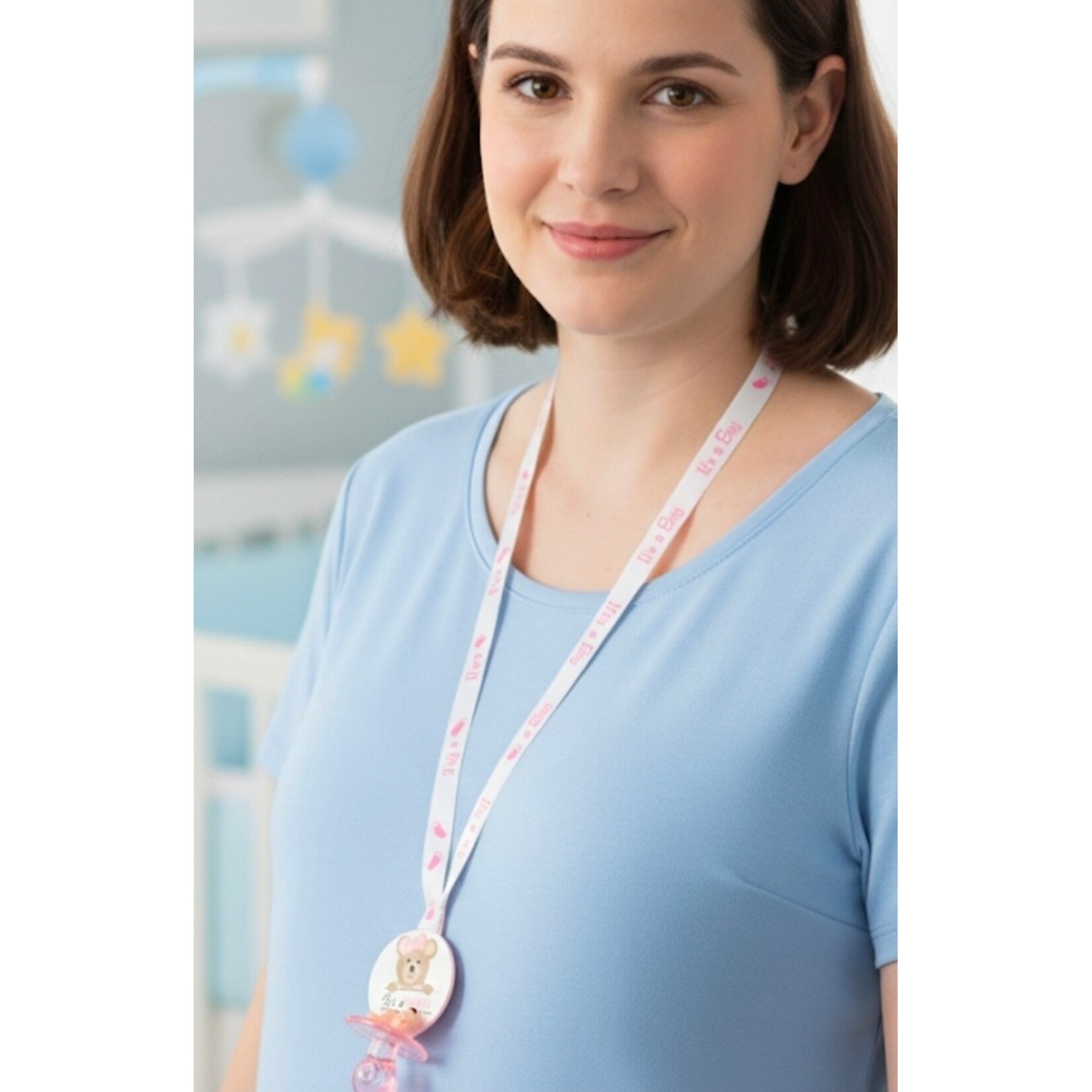 12pc Necklace Pacifiers w/ Bear - Baby Shower - Gender Reveal