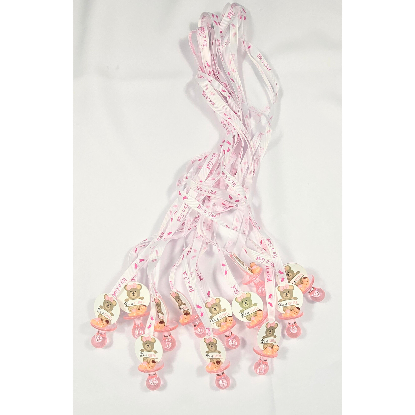 12pc Necklace Pacifiers w/ Bear - Baby Shower - Gender Reveal