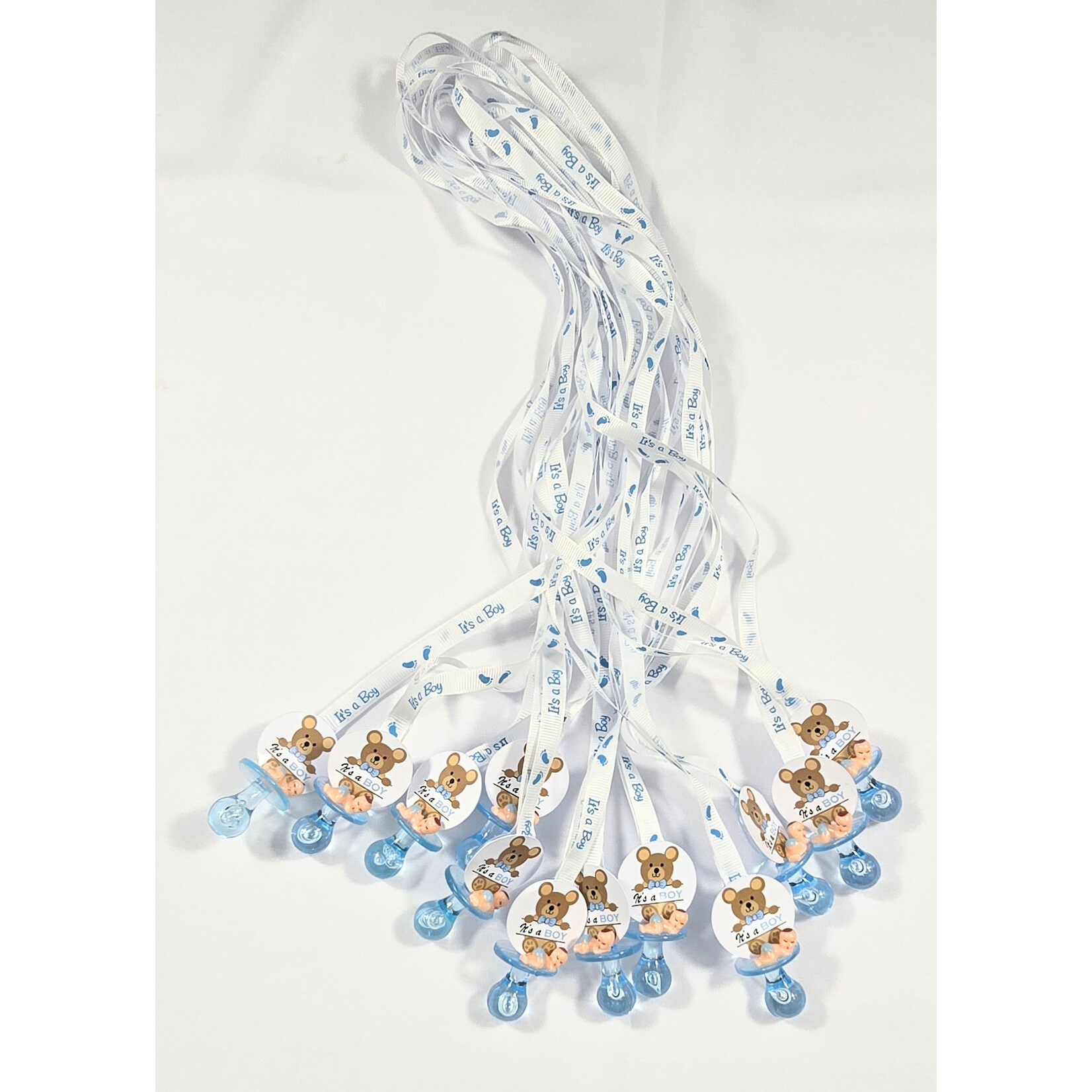 12pc Necklace Pacifiers w/ Bear - Baby Shower - Gender Reveal