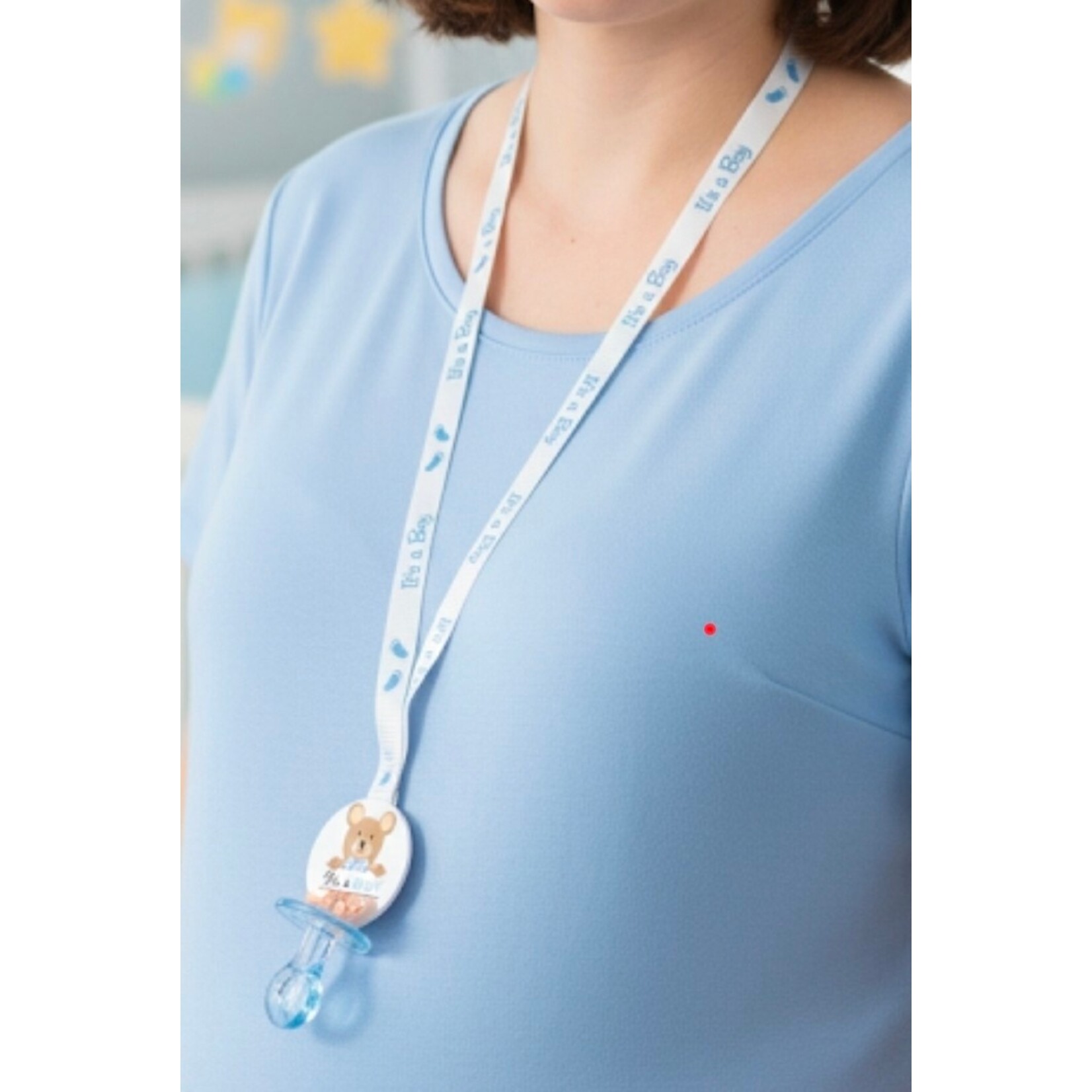 12pc Necklace Pacifiers w/ Bear - Baby Shower - Gender Reveal