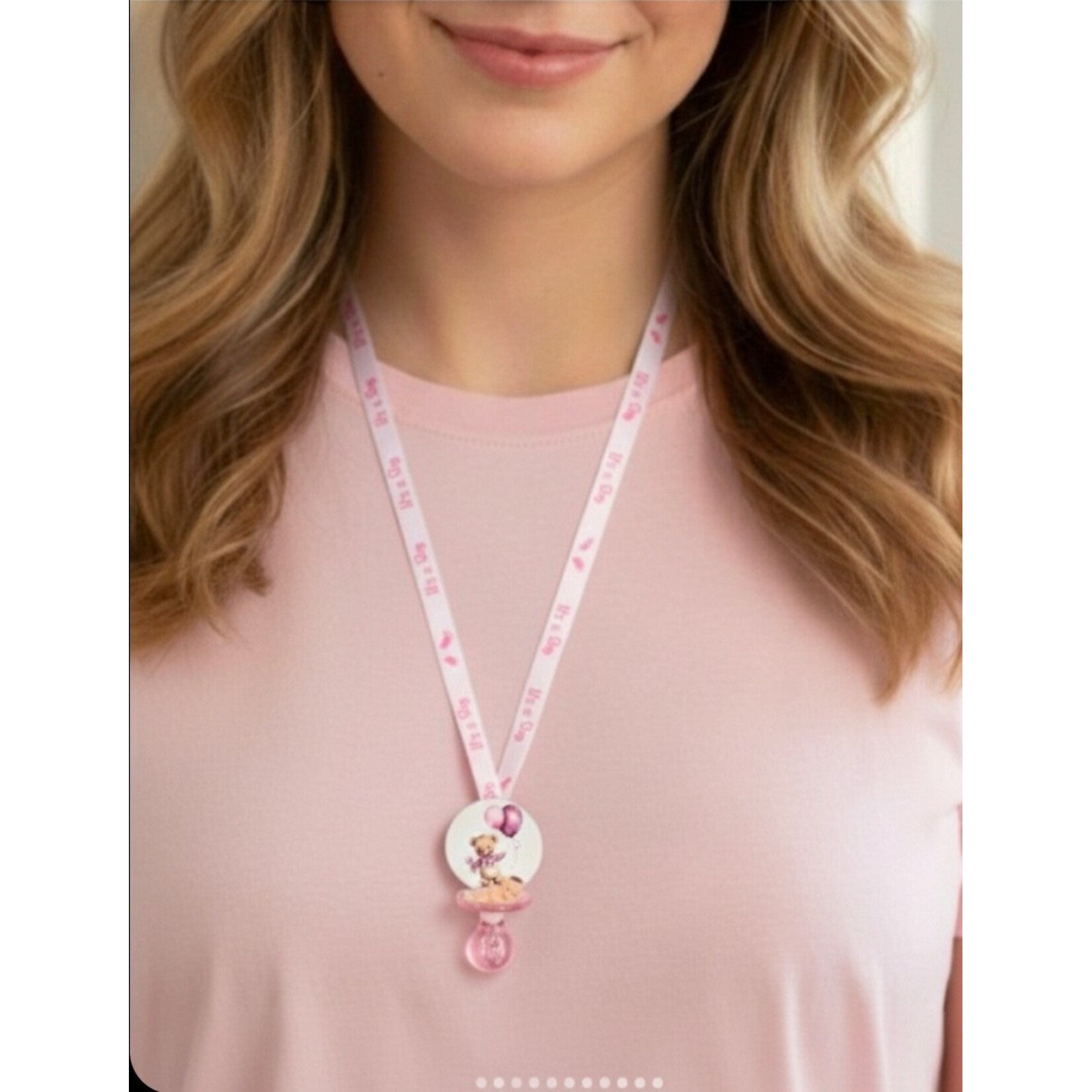 12pc Necklace Pacifiers 2 Balloons Bear - Baby Shower - Gender Reveal - Games