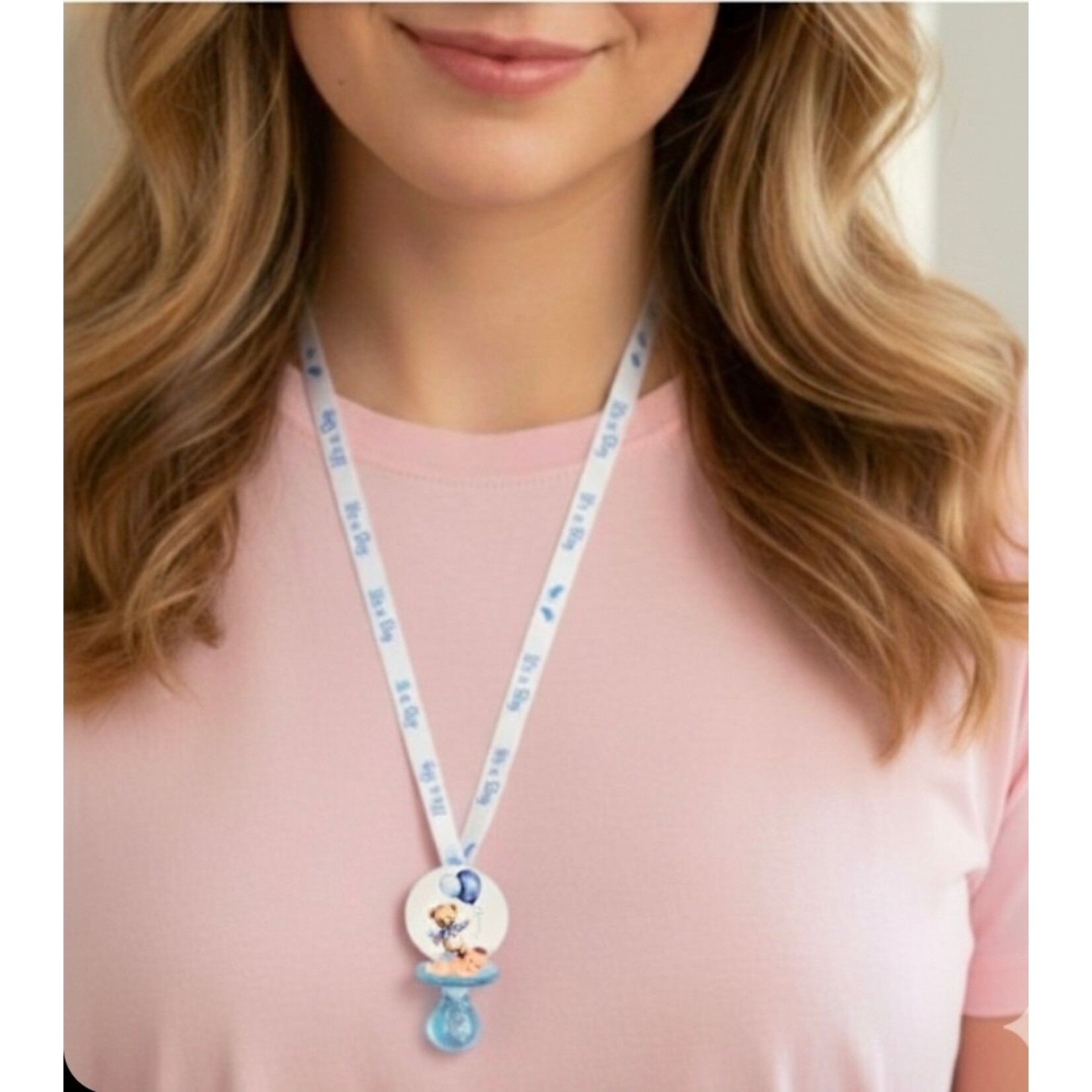 12pc Necklace Pacifiers 2 Balloons Bear - Baby Shower - Gender Reveal - Games