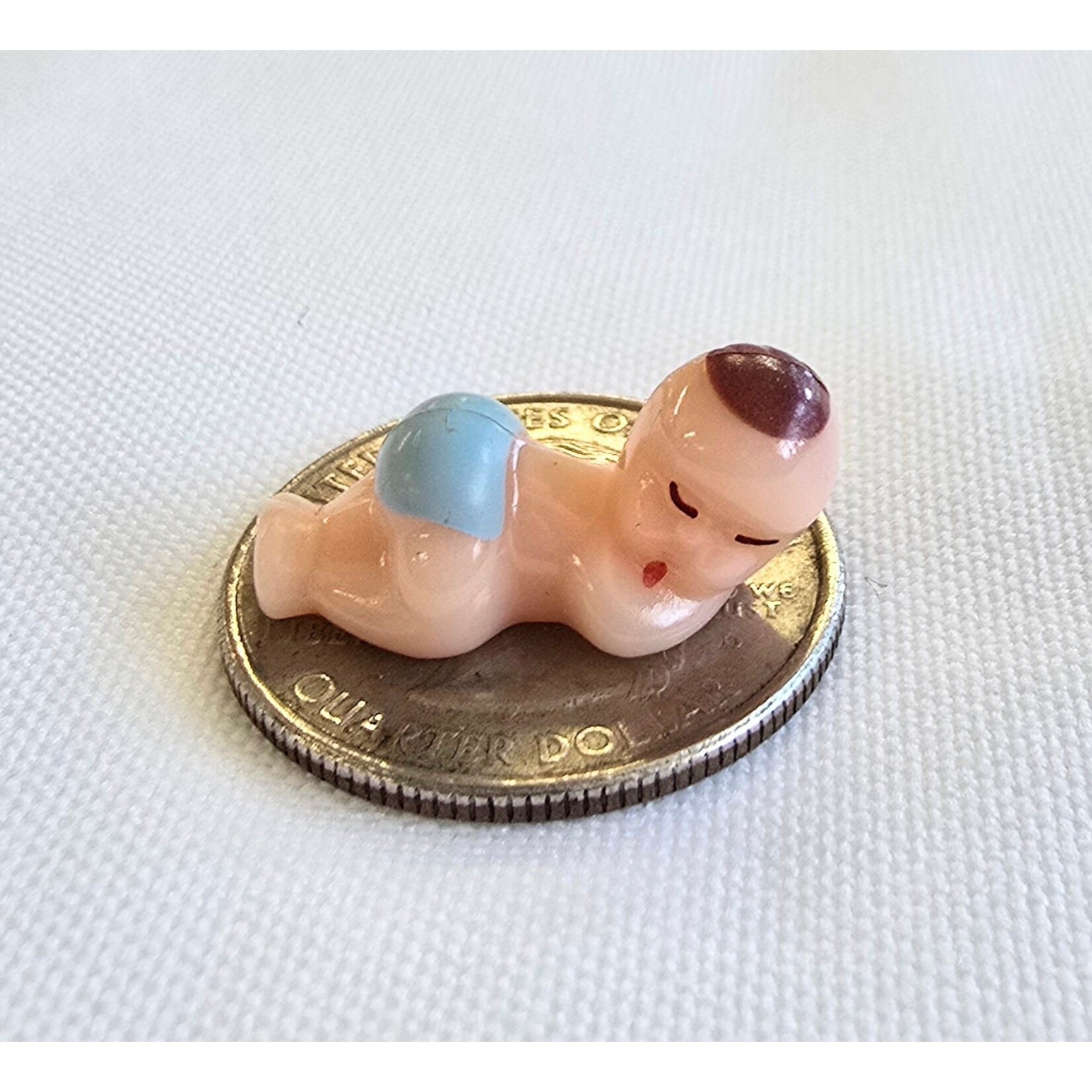 0.75-inch Tiny Blue Plastic Baby (Sleeping) - 12pcs Baby Shower Gender Reveal Decorations