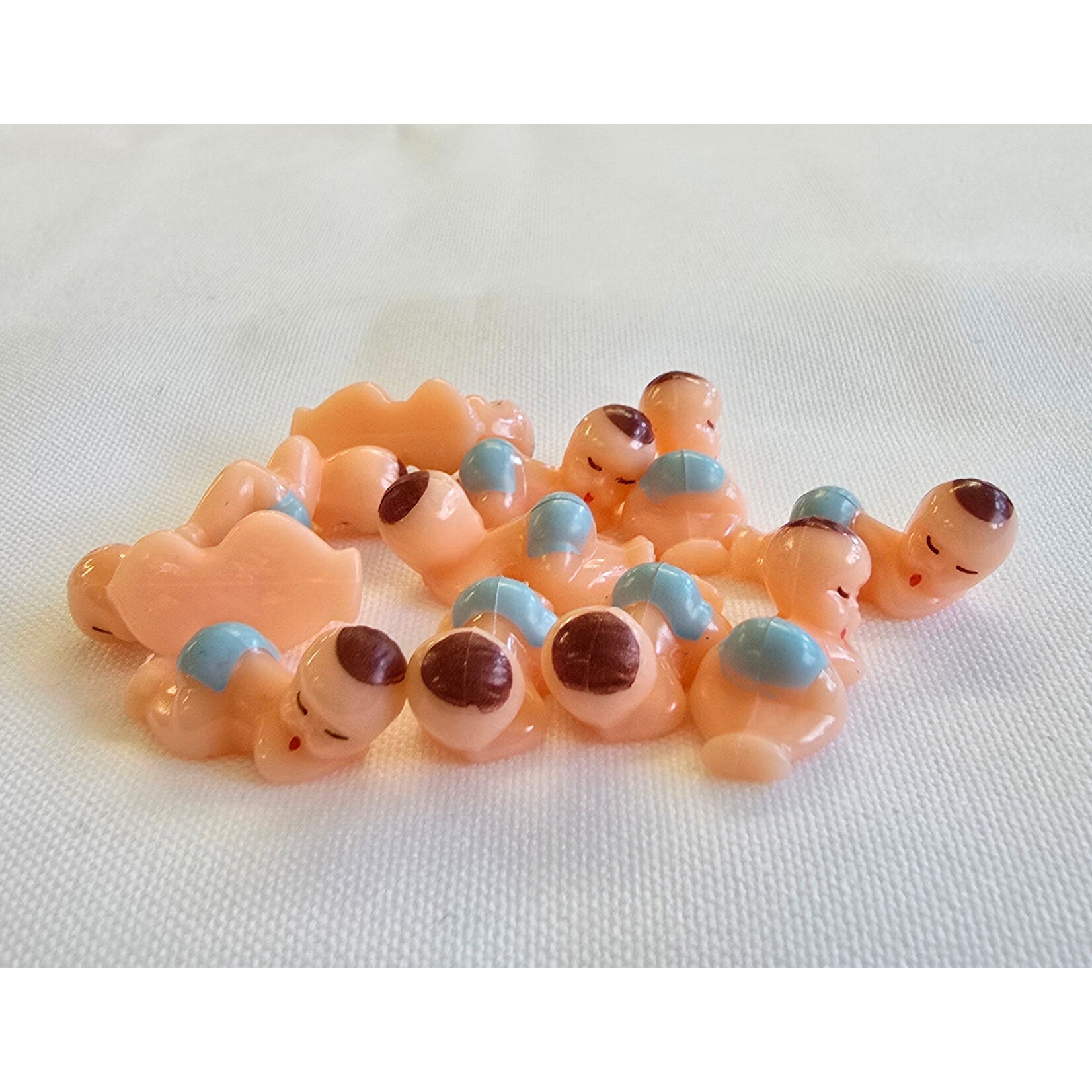 0.75-inch Tiny Blue Plastic Baby (Sleeping) - 12pcs Baby Shower Gender Reveal Decorations