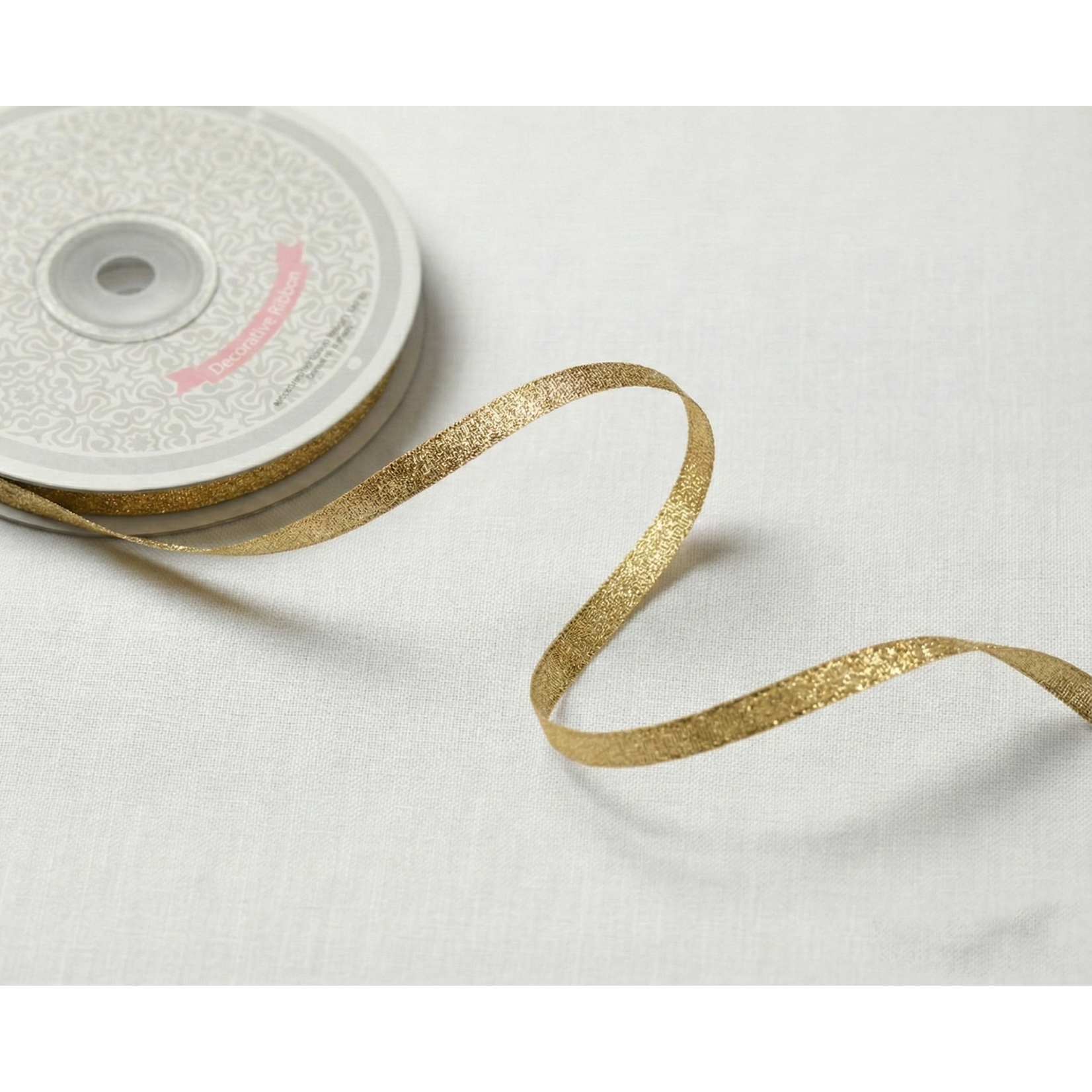 CREATIVE IDEAS 1/4" x 25 Yards Metallic Taffeta Ribbon Roll - Gold