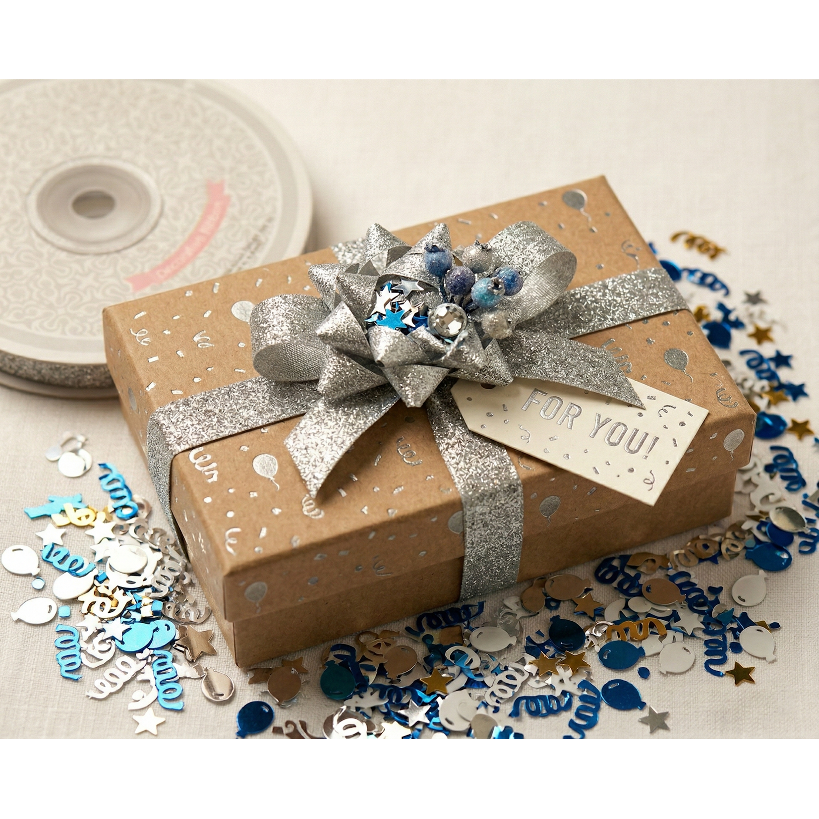 5/8" x 25 Yards Metallic Taffeta Ribbon Roll -