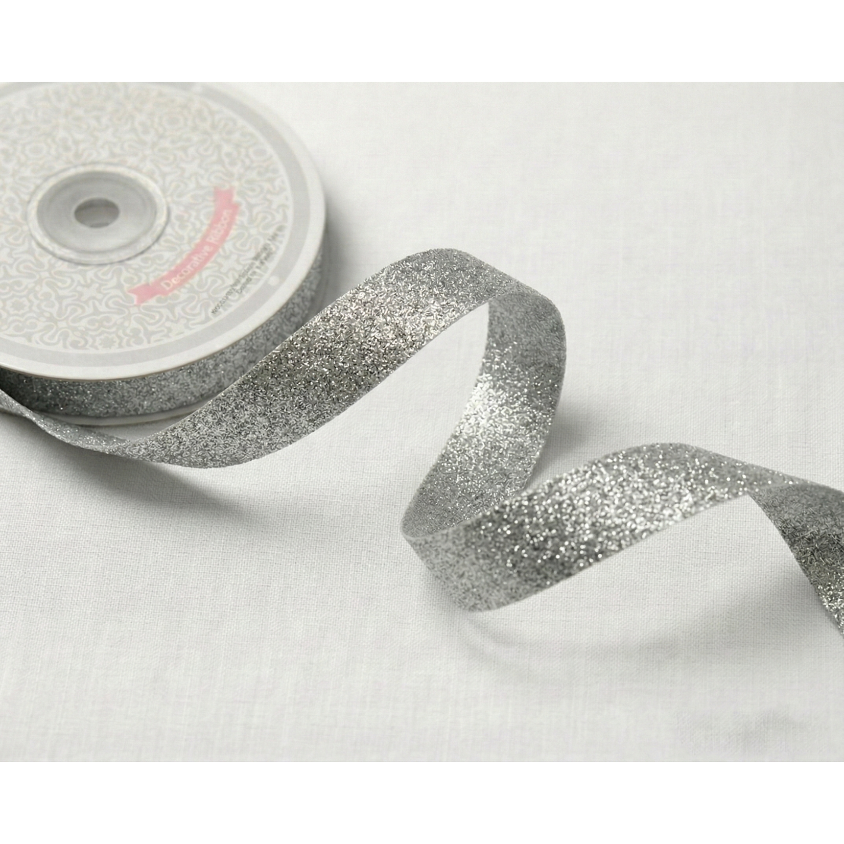 CREATIVE IDEAS 7/8" x 25 Yards Metallic Taffeta Ribbon Roll - Silver
