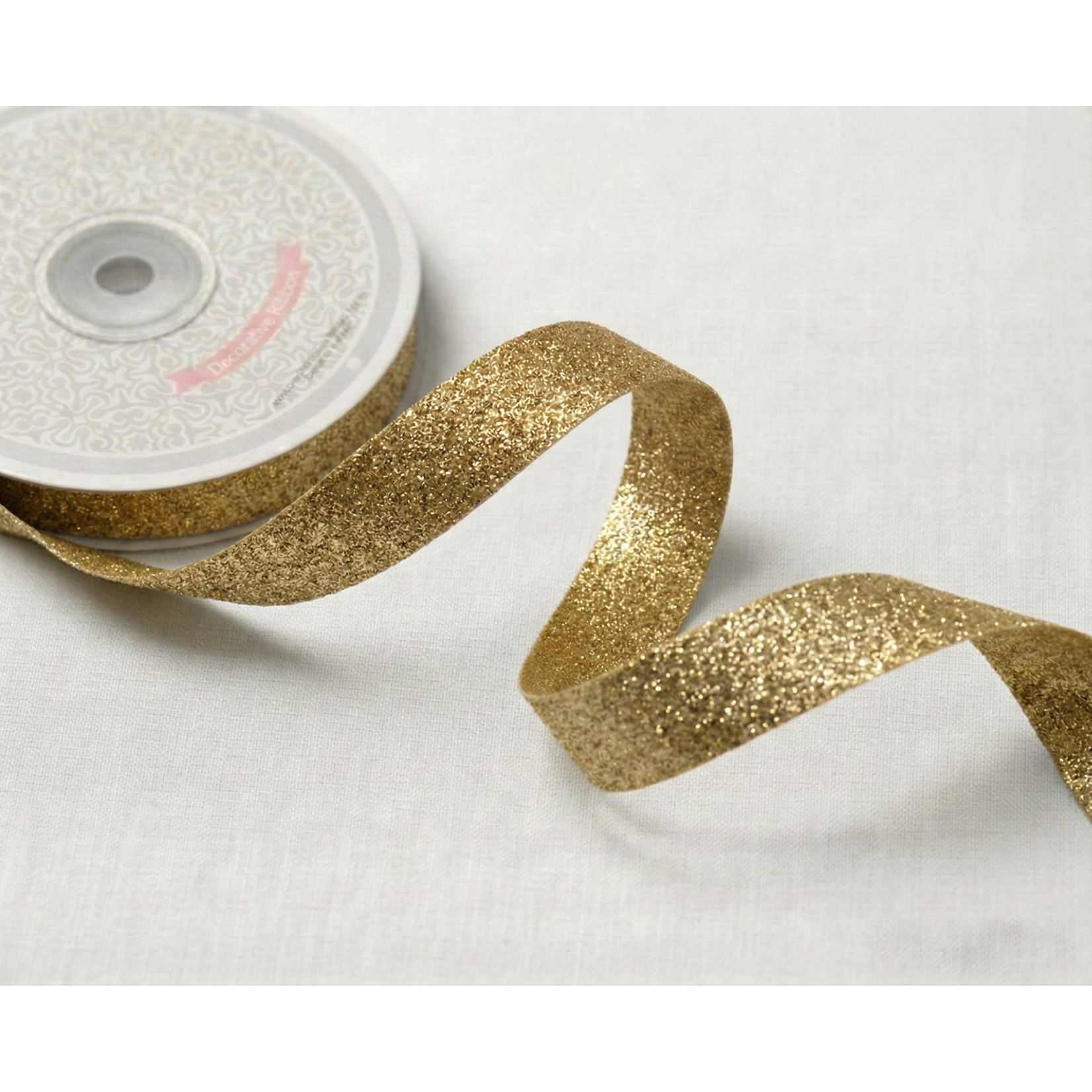 CREATIVE IDEAS 7/8" x 25 Yards Metallic Taffeta Ribbon Roll - Gold