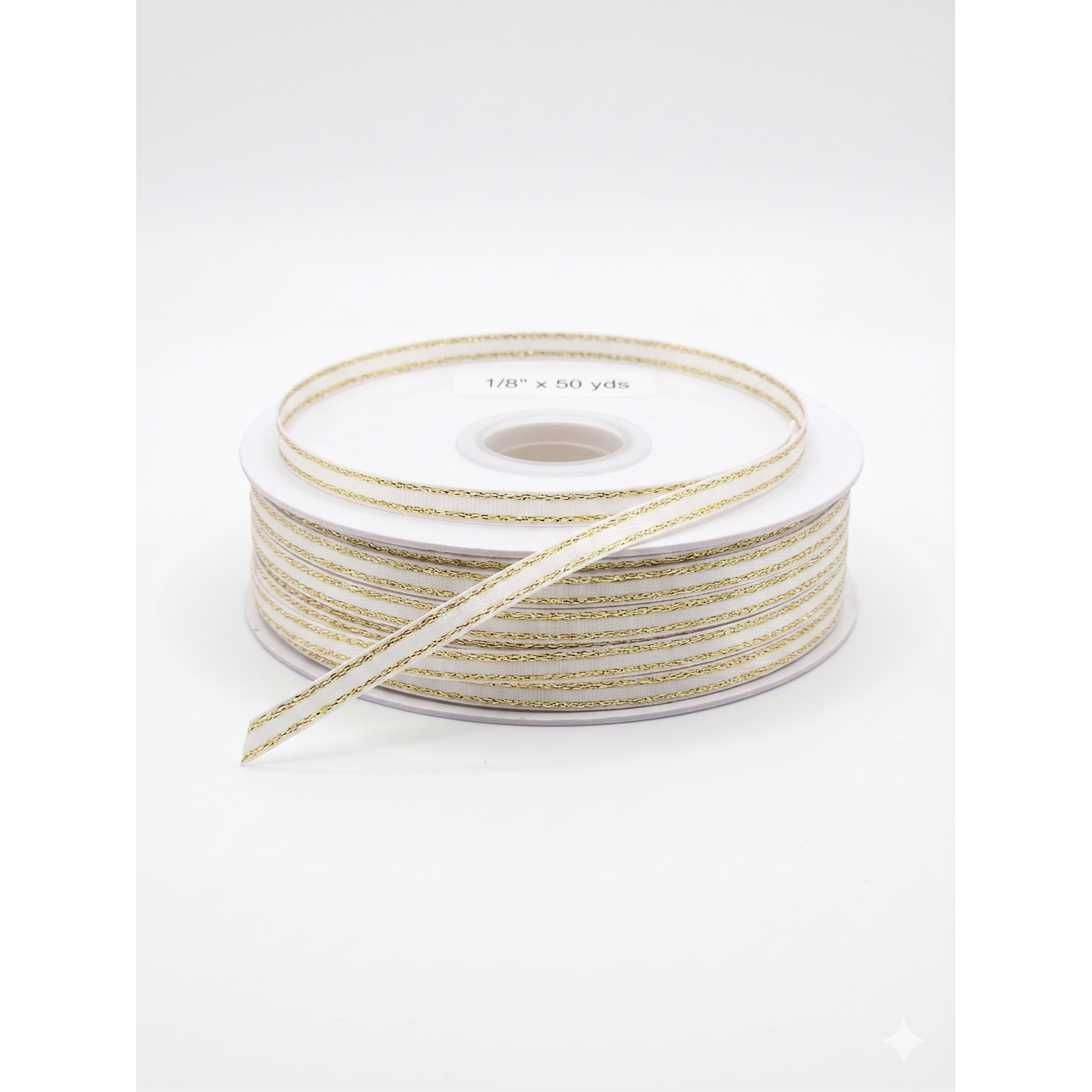 1/8" Satin Ribbon with Gold Metallic Edge (50 Yards) – Premium Craft, Favor & Gift Wrapping Ribbon