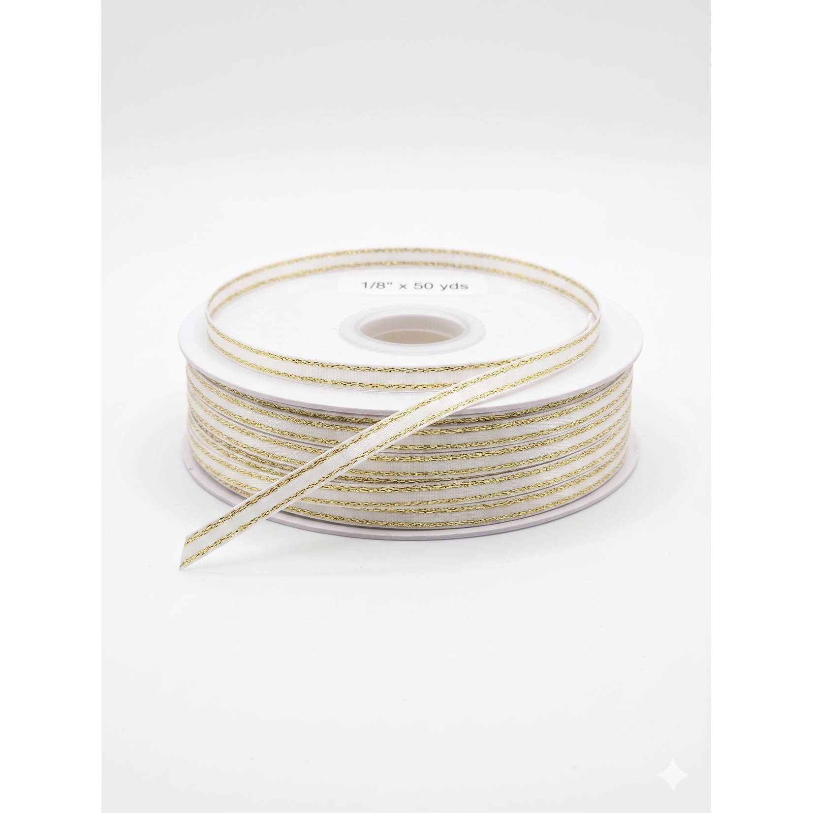 1/8" Satin Ribbon with Gold Metallic Edge (50 Yards) – Premium Craft, Favor & Gift Wrapping Ribbon