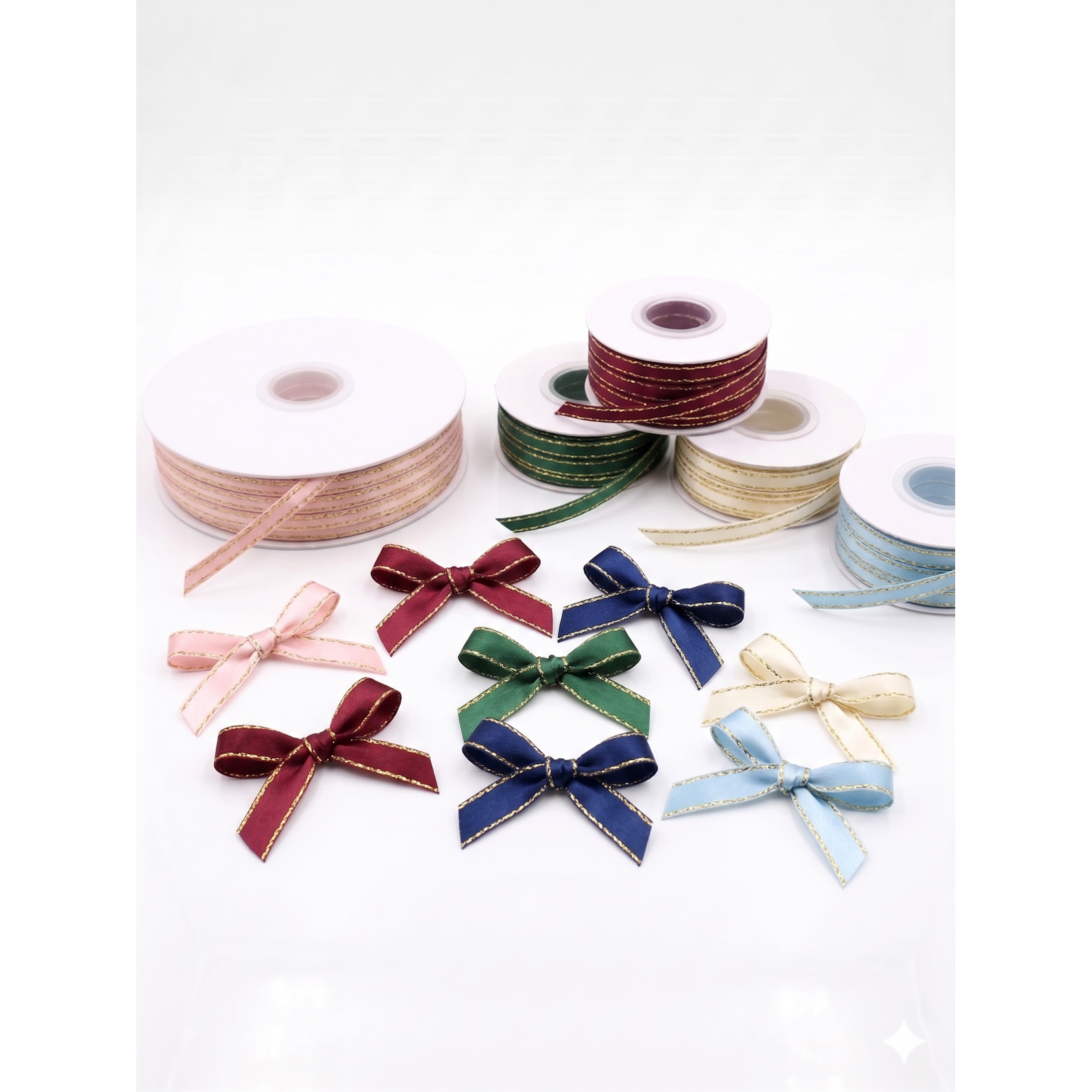 1/8" Satin Ribbon with Gold Metallic Edge (50 Yards) – Premium Craft, Favor & Gift Wrapping Ribbon