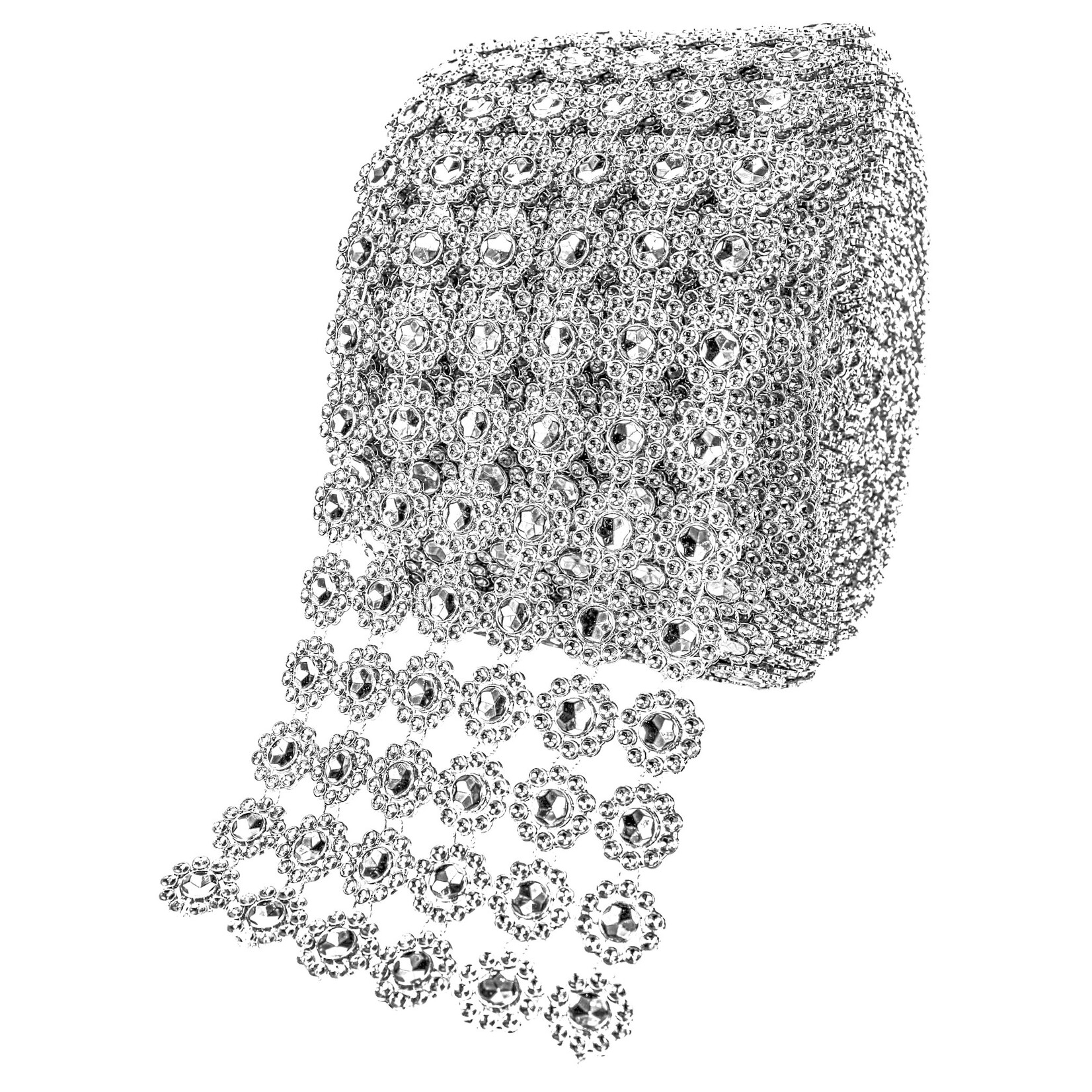 Mesh Flower Rhinestones Roll 4" x 10 Yards -