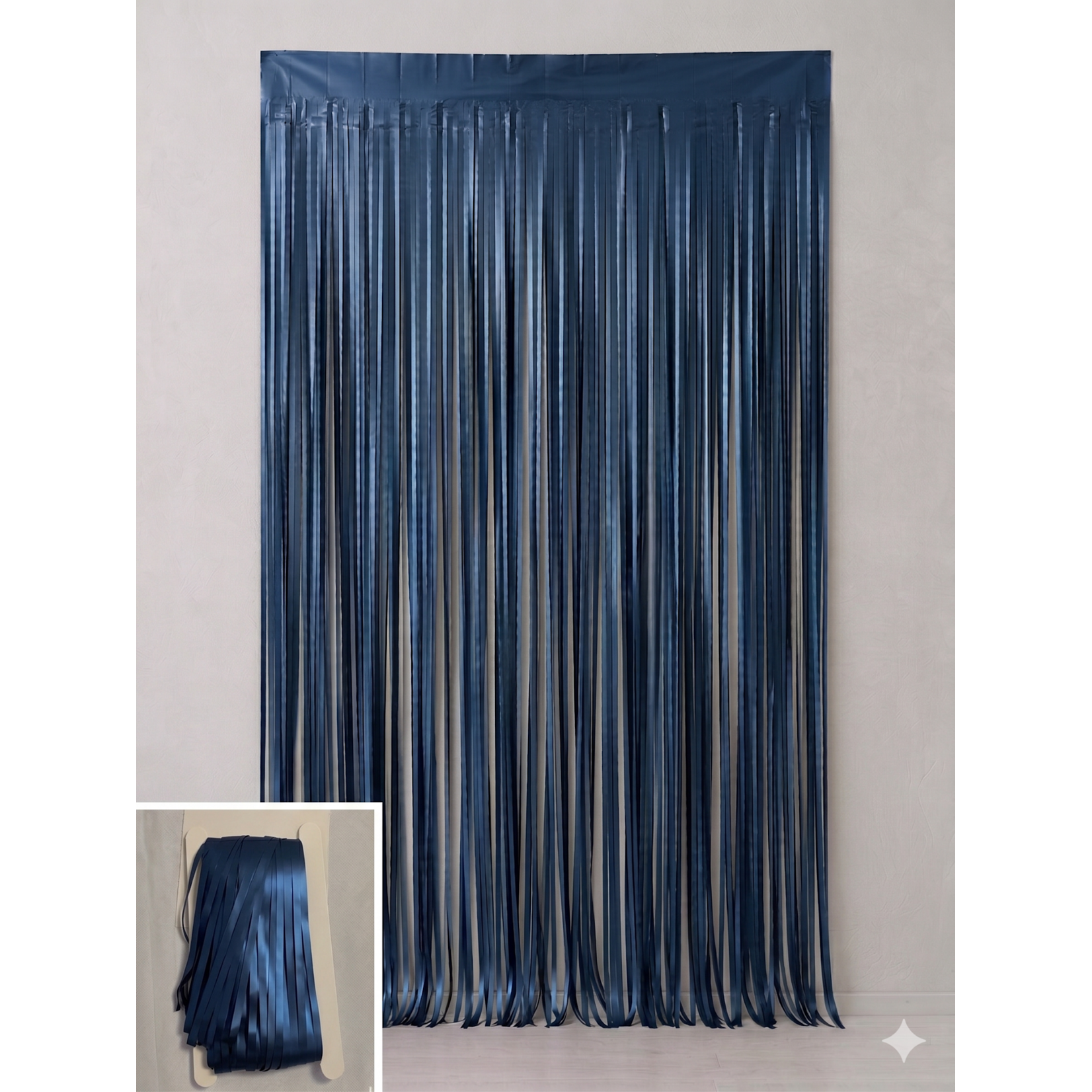 Matte Metallic Tinsel Foil Fringe Curtain – 36"x 96" Backdrop