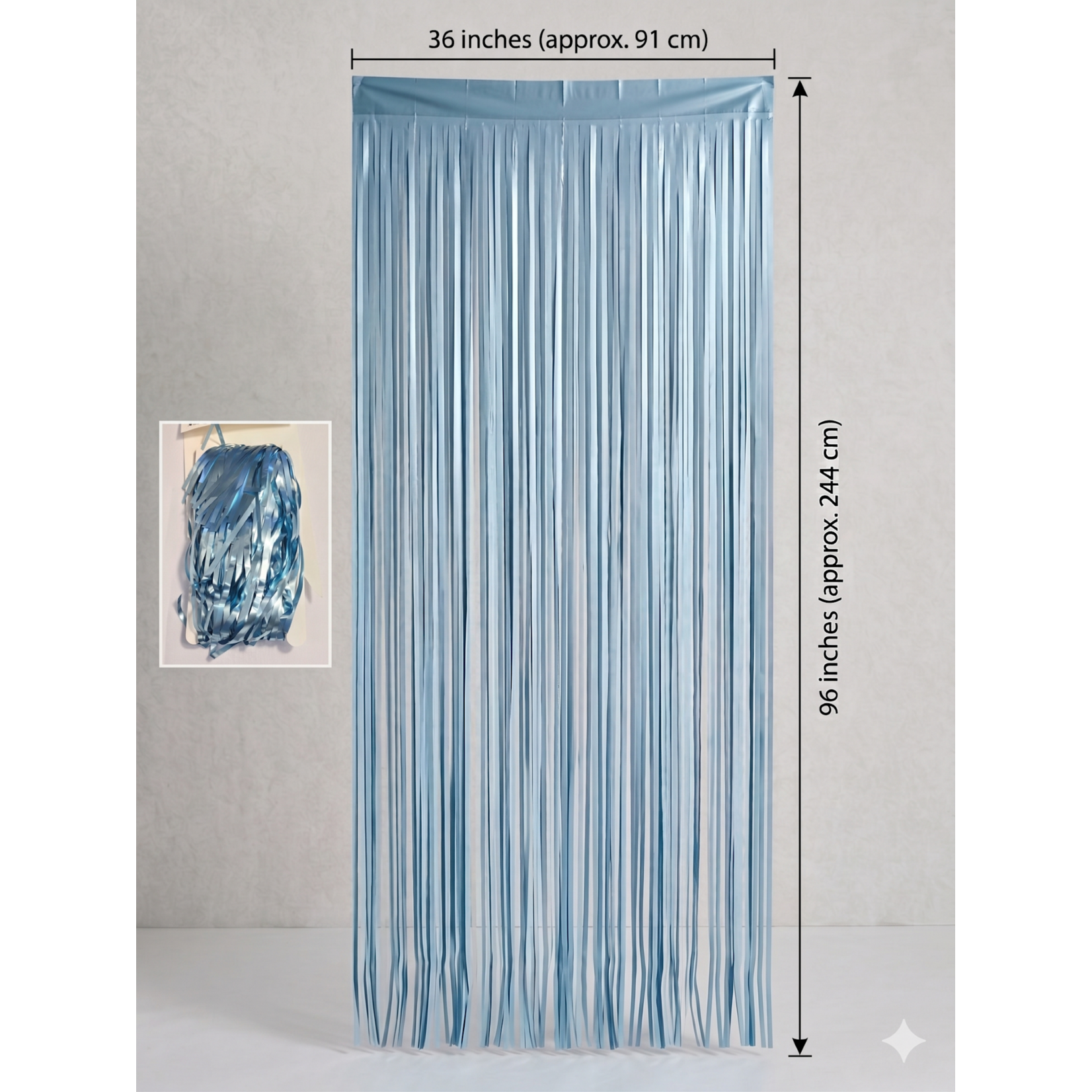 Matte Metallic Tinsel Foil Fringe Curtain – 36"x 96" Backdrop