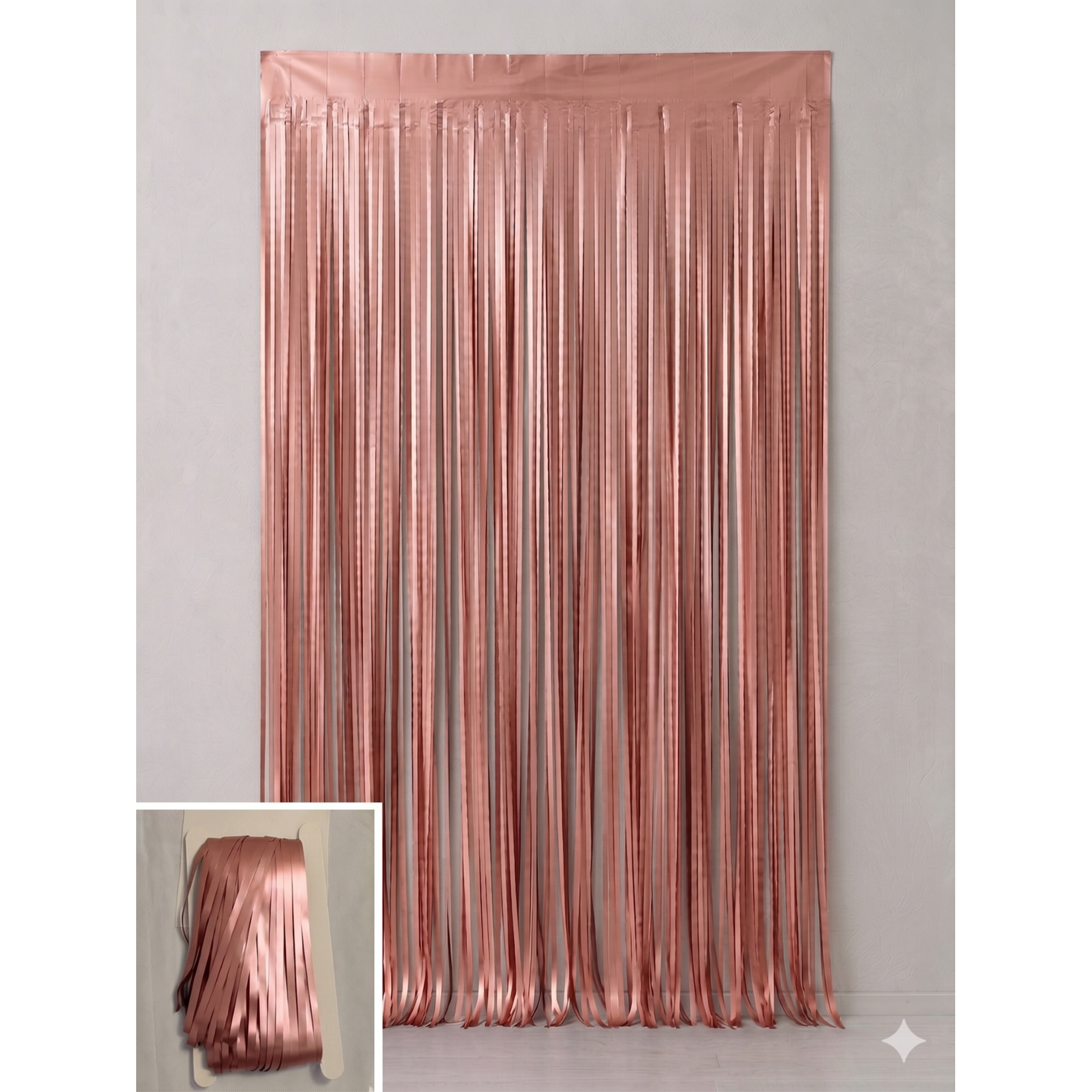 Matte Metallic Tinsel Foil Fringe Curtain – 36"x 96" Backdrop