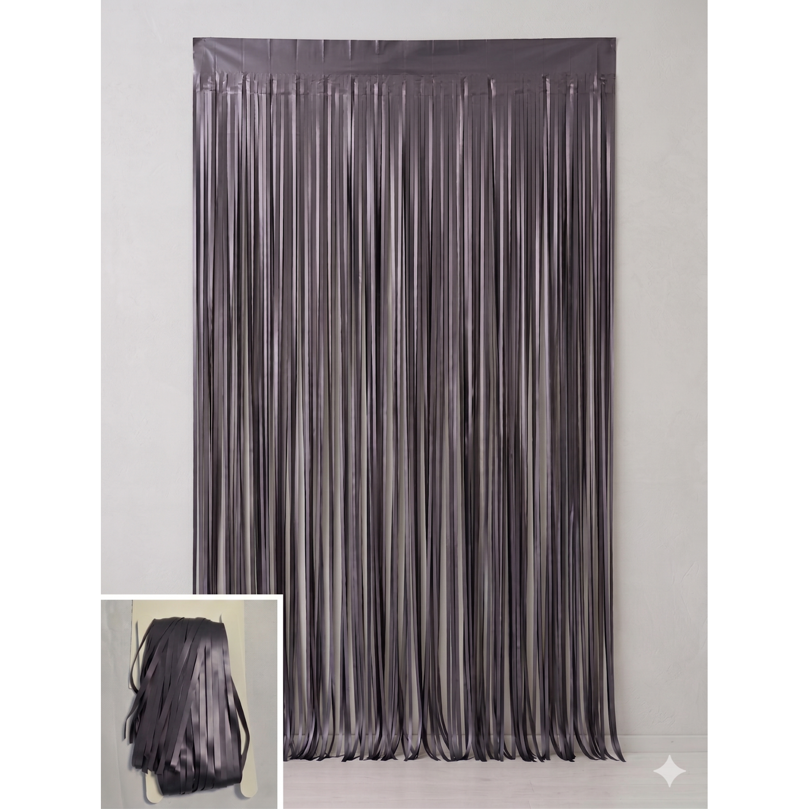 Matte Metallic Tinsel Foil Fringe Curtain – 36"x 96" Backdrop