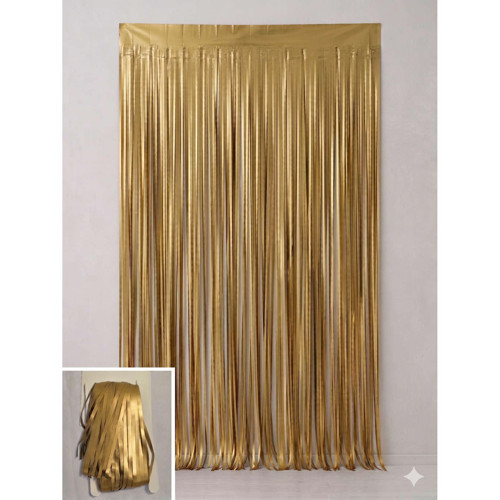 Matte Metallic Tinsel Foil Fringe Curtain – 36"x 96" Backdrop