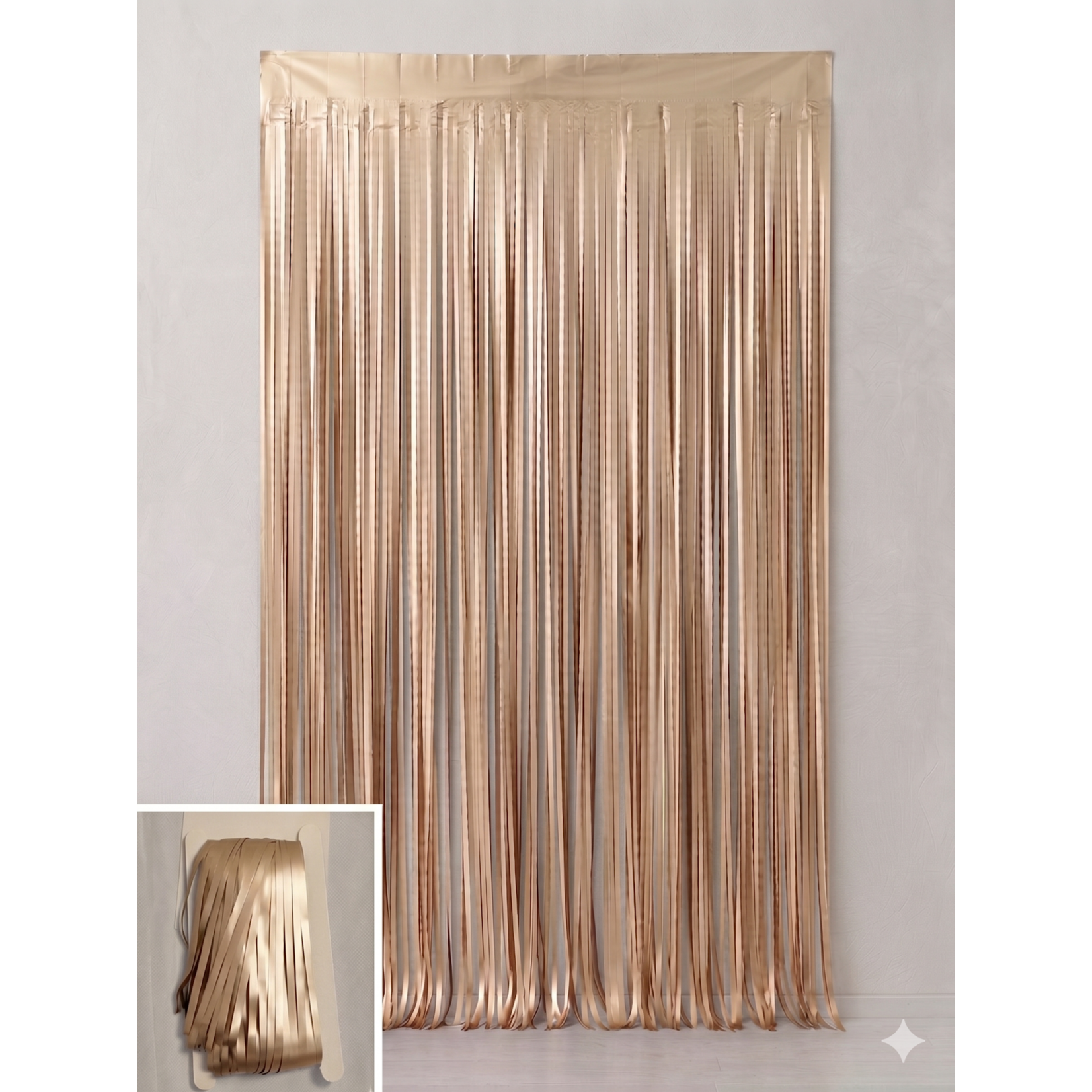 Matte Metallic Tinsel Foil Fringe Curtain – 36"x 96" Backdrop