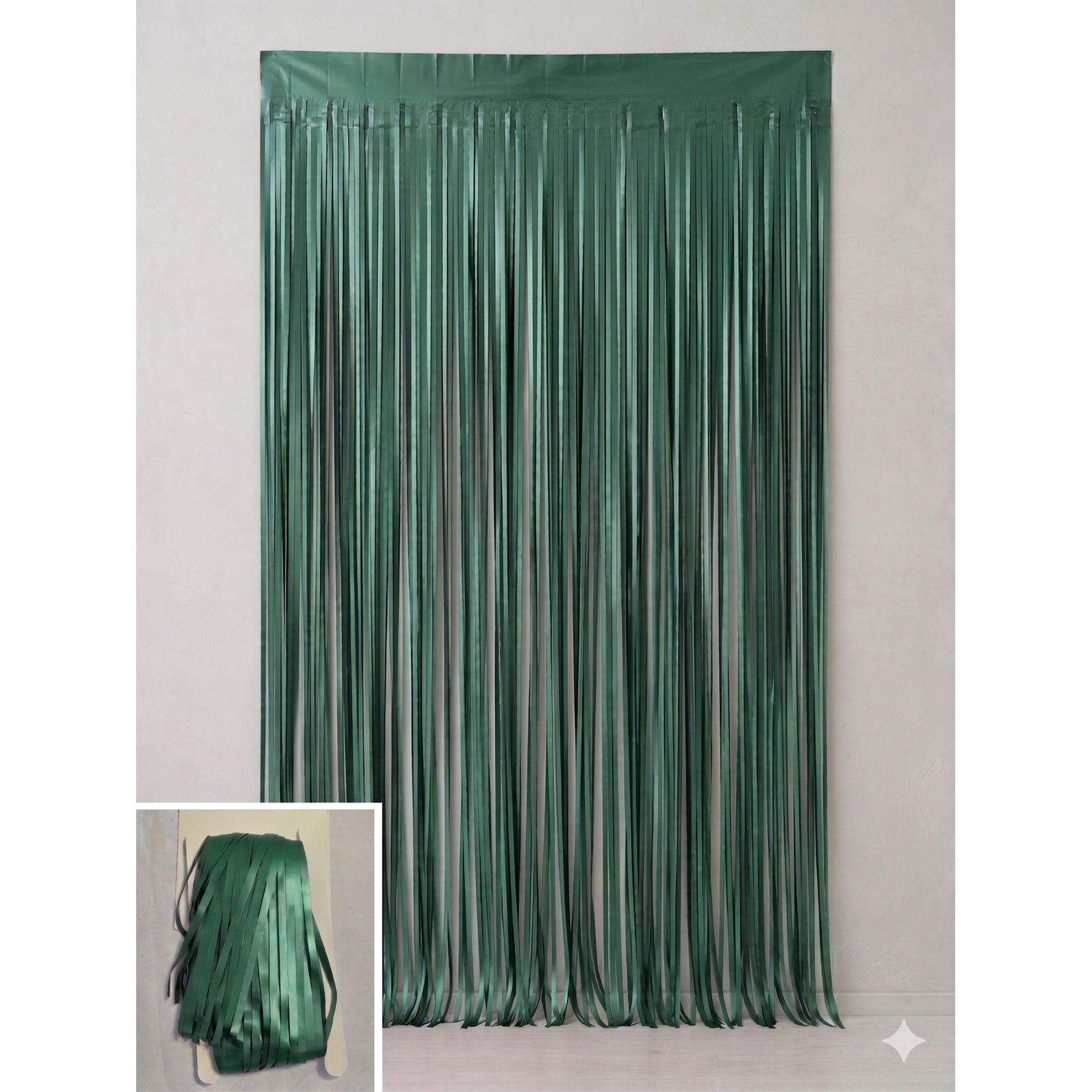 Matte Metallic Tinsel Foil Fringe Curtain – 36"x 96" Backdrop