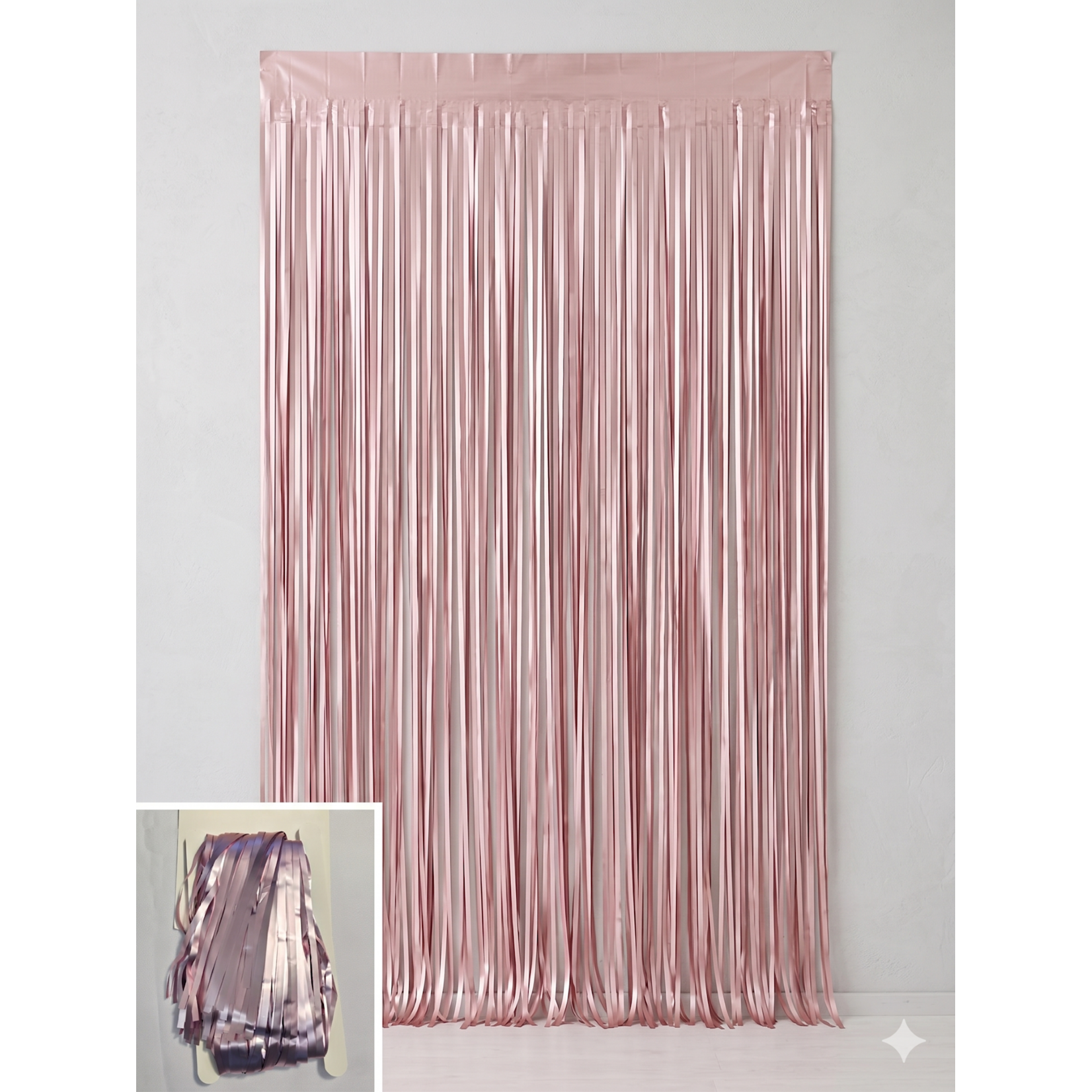 Matte Metallic Tinsel Foil Fringe Curtain – 36"x 96" Backdrop