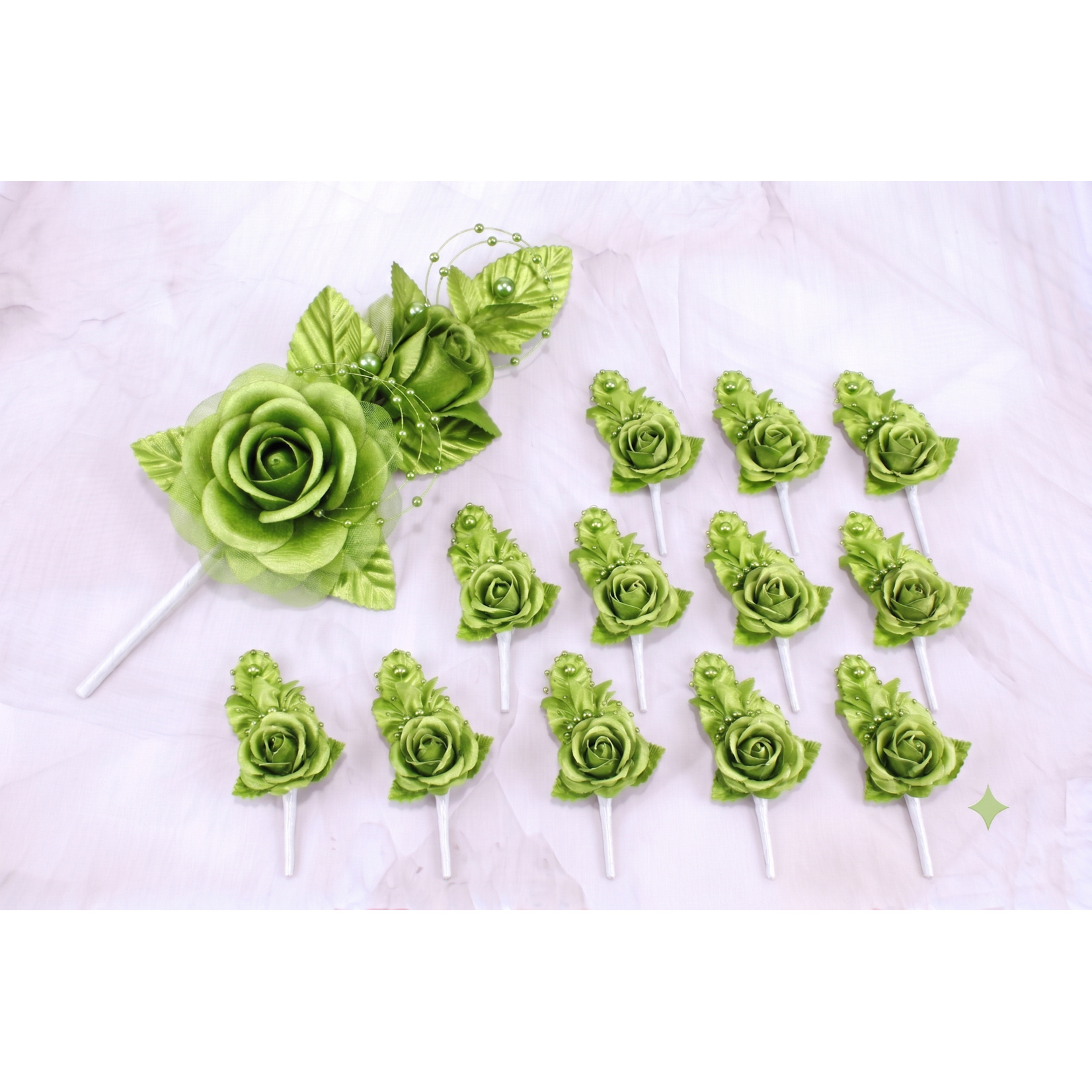 6"  Silk Corsage Flowers with Pearl Spray - Pack of 12