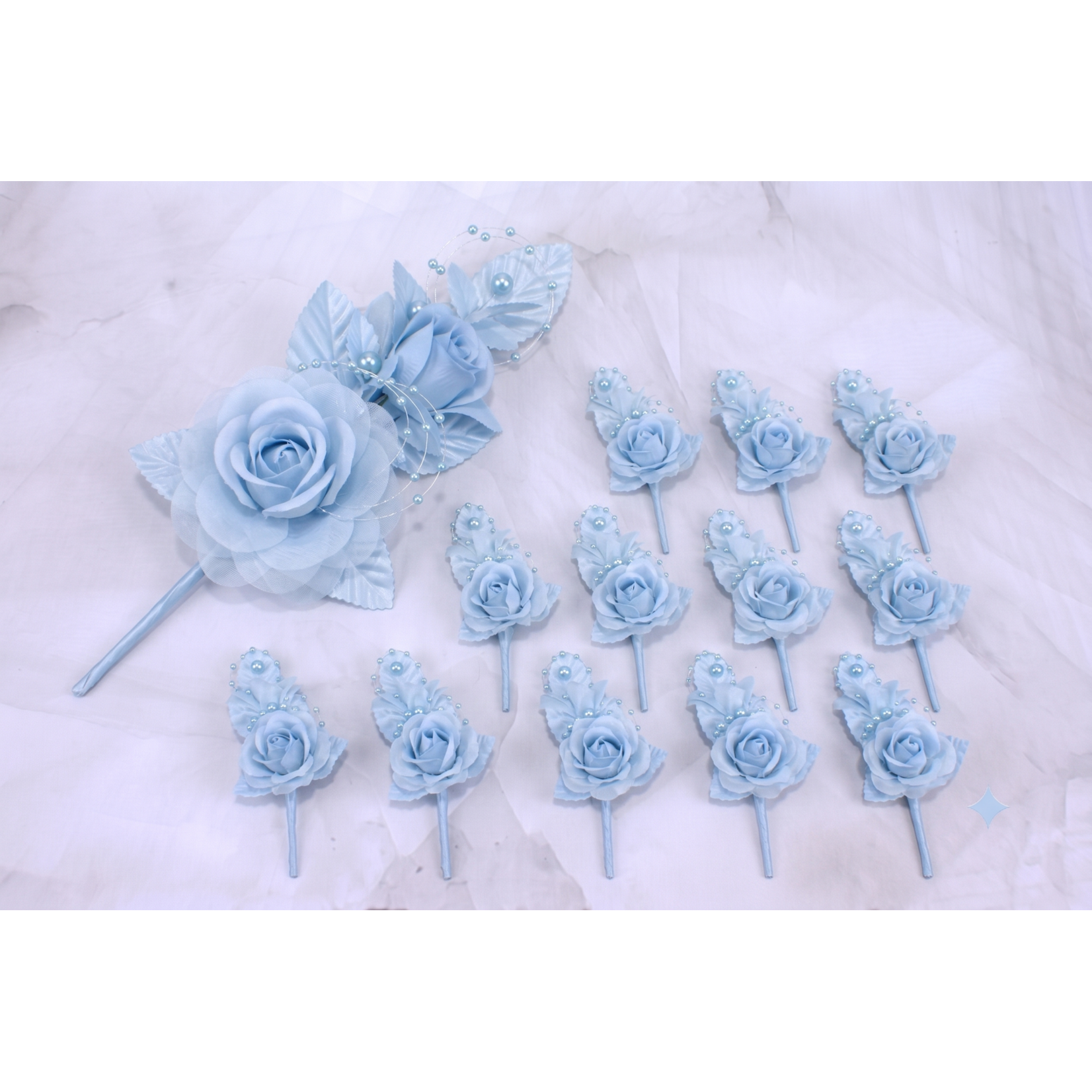 6"  Silk Corsage Flowers with Pearl Spray - Pack of 12