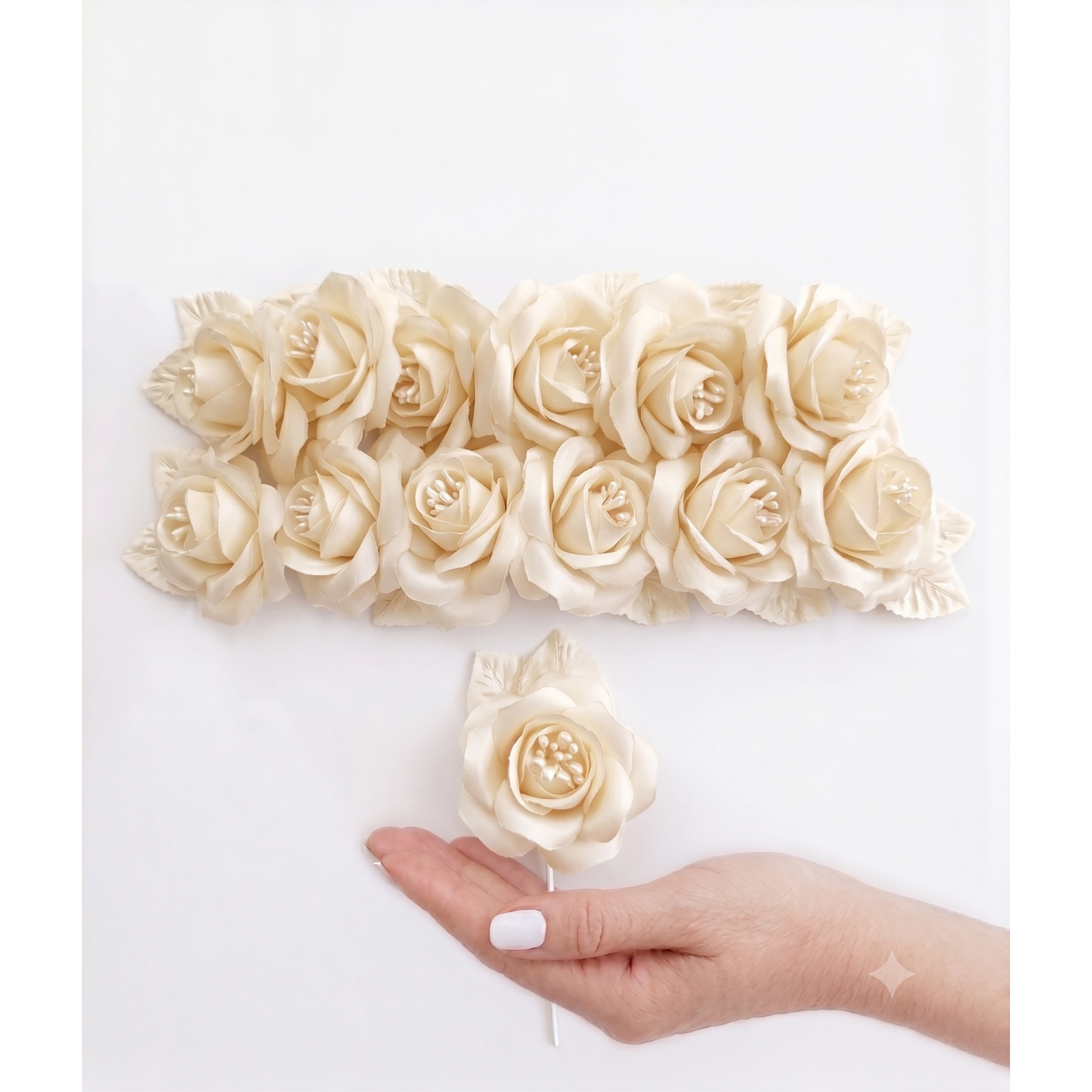 3" Premium Artificial Silk Single Roses with Pearl Stamen (20+ Colors)