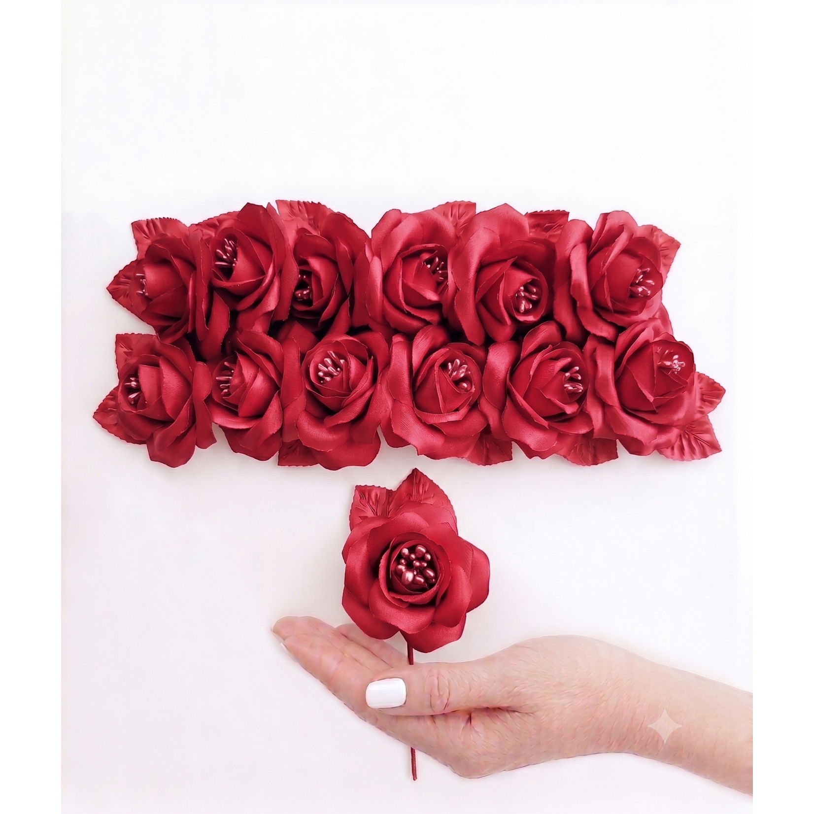 3" Premium Artificial Silk Single Roses with Pearl Stamen (20+ Colors)