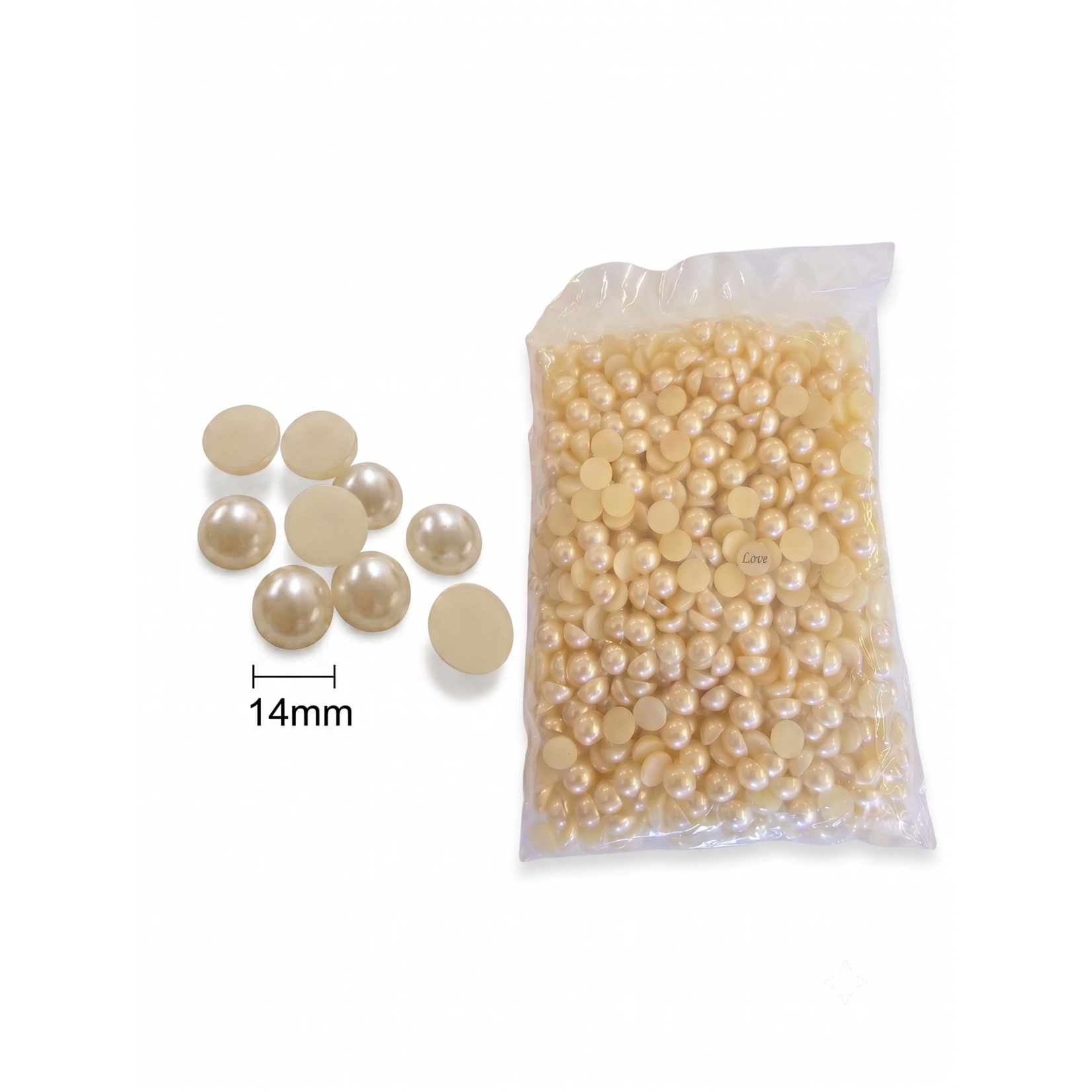 Premium Half Round Pearls 1lb Bulk Bag – Available in White & Ivory (14mm)