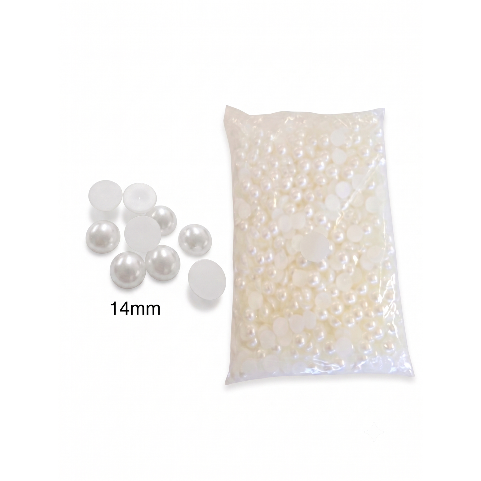 Premium Half Round Pearls 1lb Bulk Bag – Available in White & Ivory (14mm)