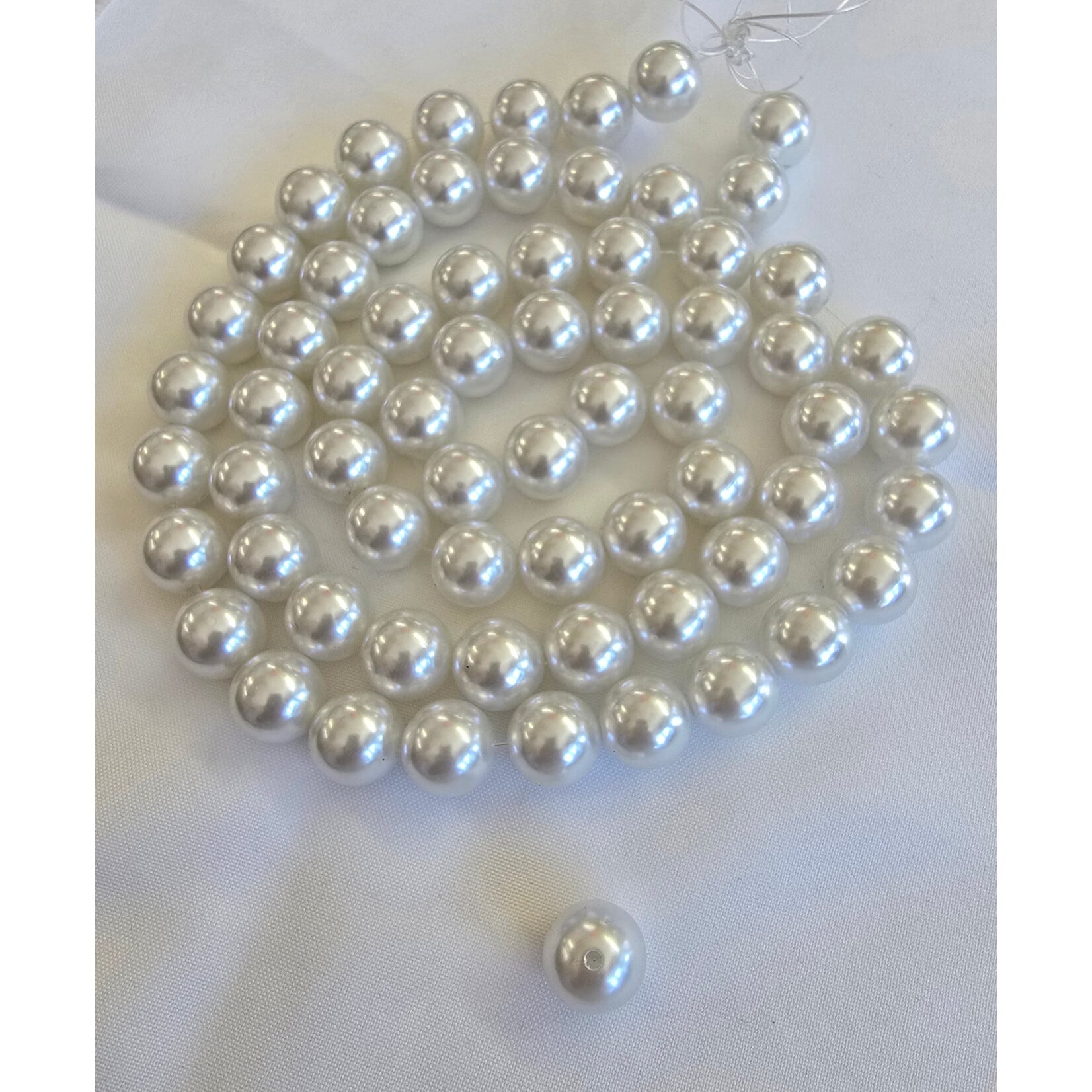 10mm Round Loose Imitation Pearl in string 1lb bag -  Smooth Beads with Holes for Vase Filler, Jewelry, Bridal Accessories & Event Decor