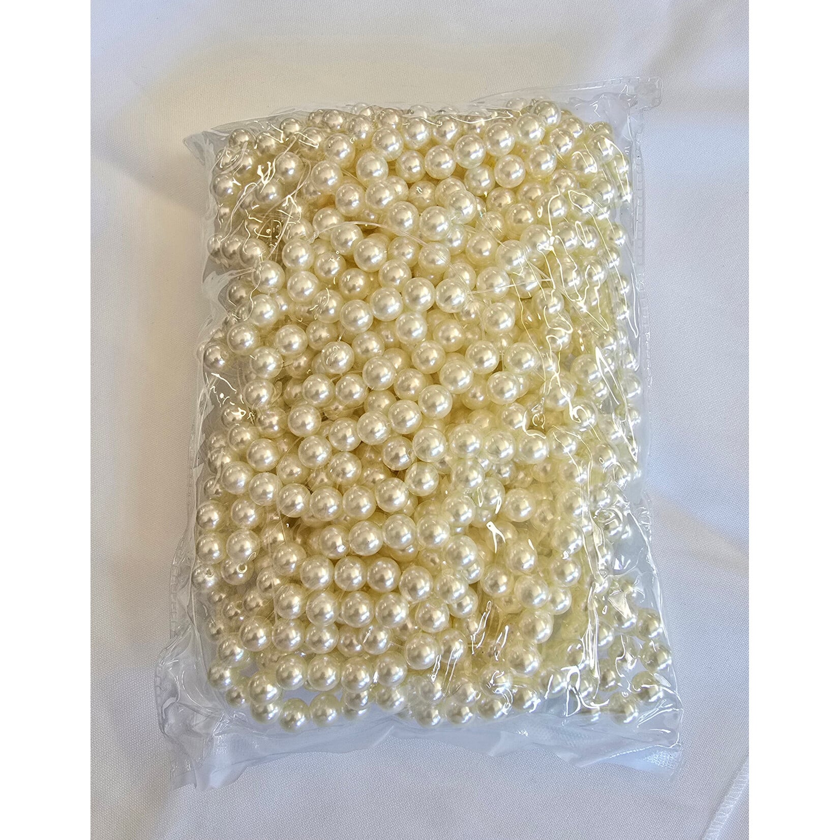 10mm Round Loose Imitation Pearl in string 1lb bag -  Smooth Beads with Holes for Vase Filler, Jewelry, Bridal Accessories & Event Decor