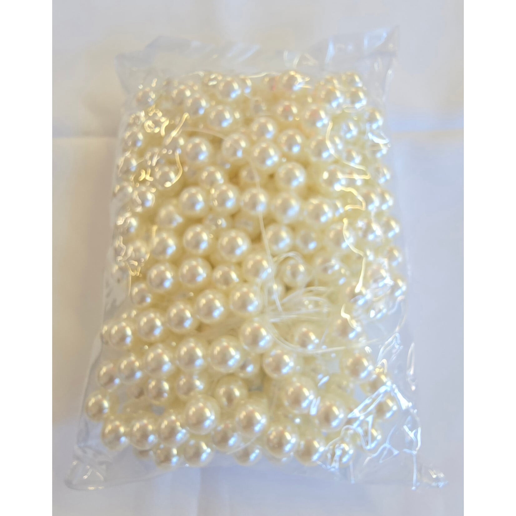 14mm Round Loose Imitation Pearl in string 1lb bag -  Smooth Beads with Holes for Vase Filler, Jewelry, Bridal Accessories & Event Decor