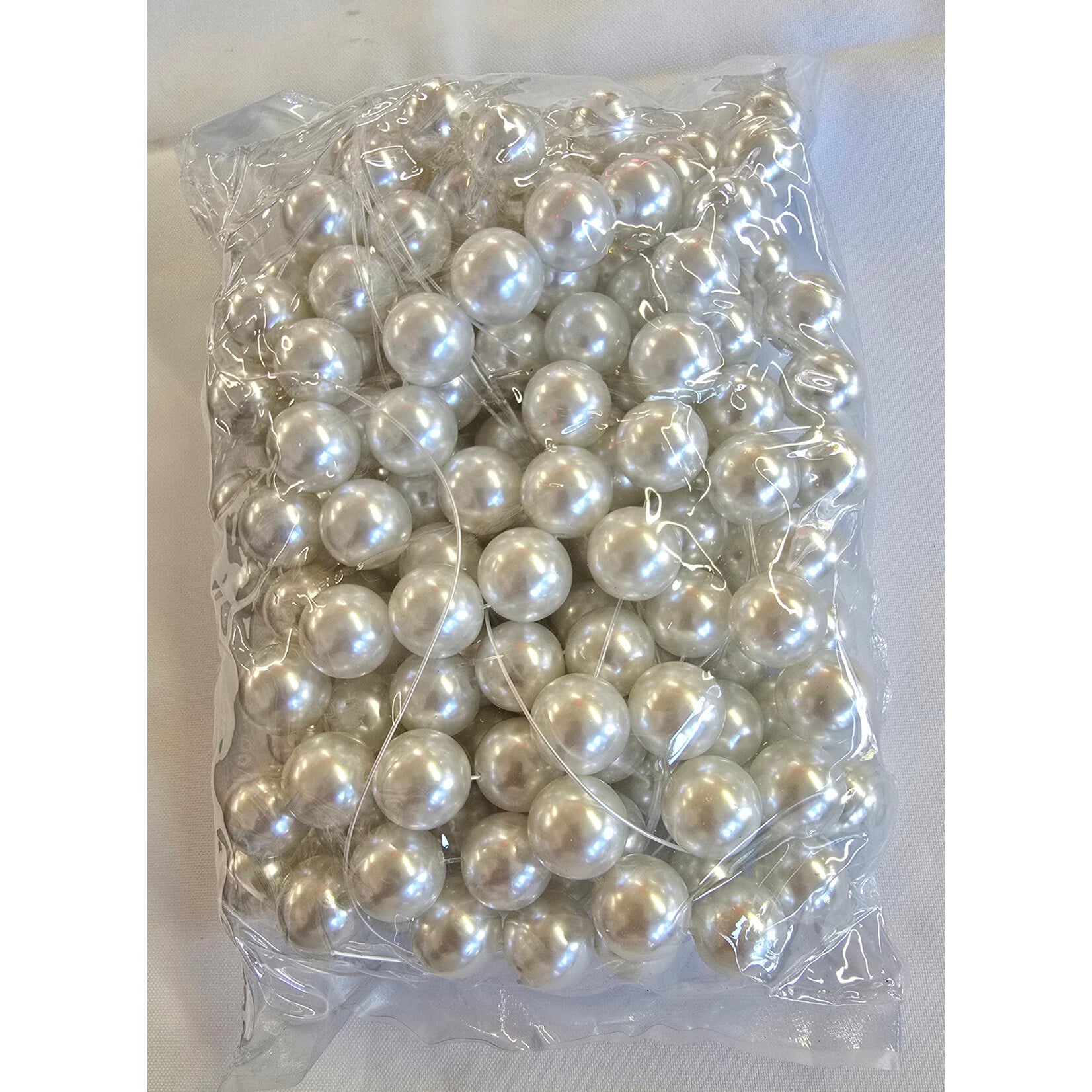 18mm Round Loose Imitation Pearl in string 1lb bag -  Smooth Beads with Holes for Vase Filler, Jewelry, Bridal Accessories & Event Decor