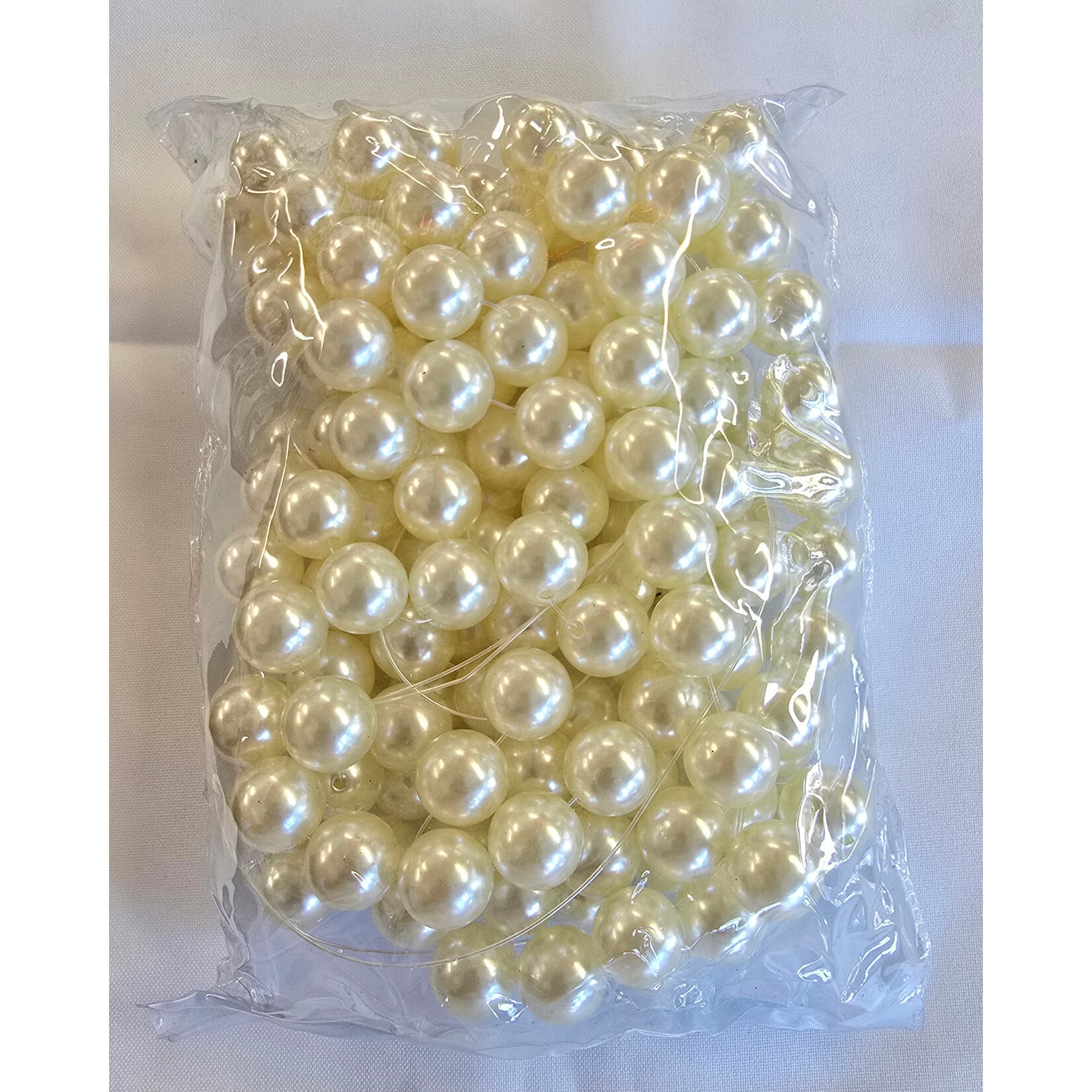 18mm Round Loose Imitation Pearl in string 1lb bag -  Smooth Beads with Holes for Vase Filler, Jewelry, Bridal Accessories & Event Decor