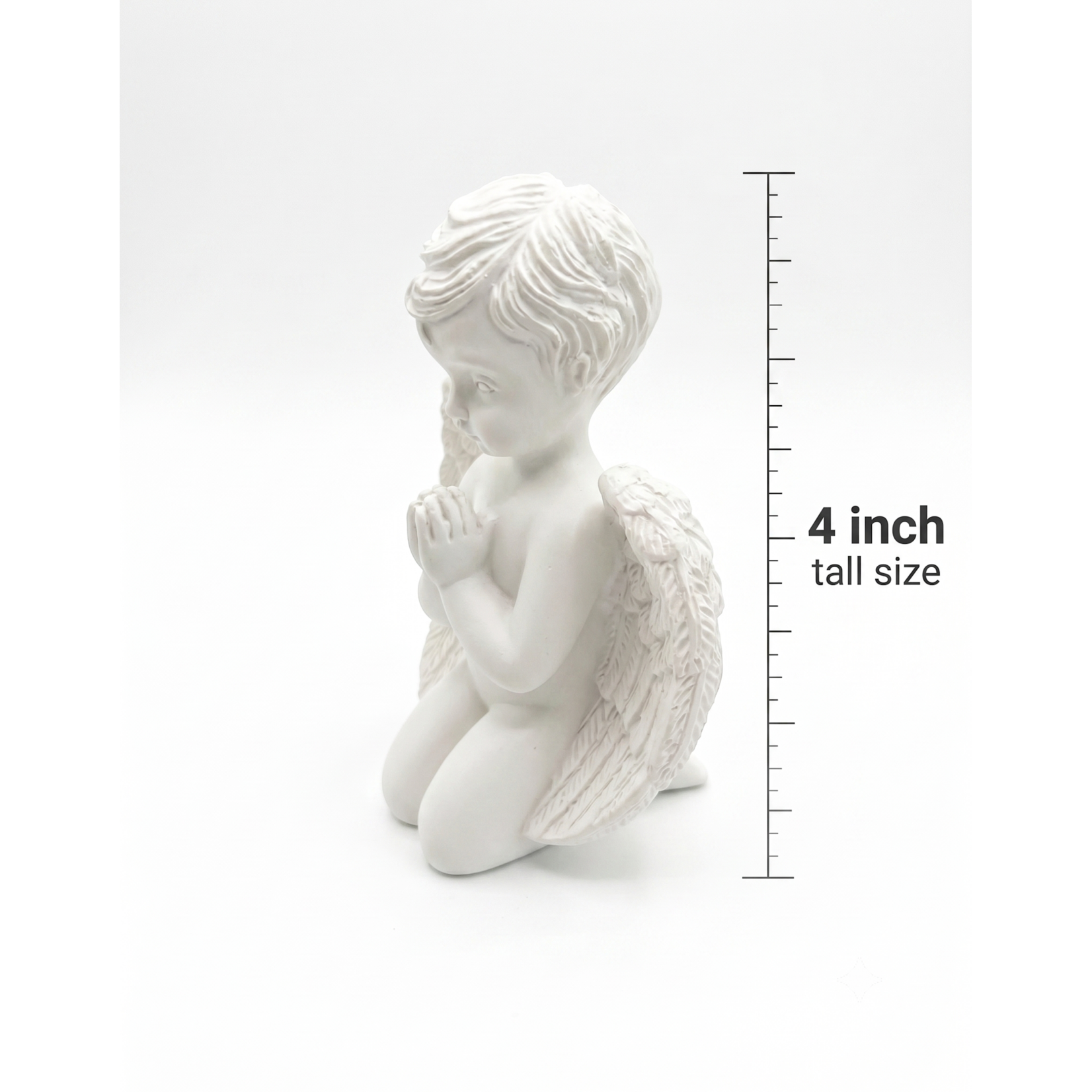 4-Inch Mini Kneeling Praying Cherub Angel Figurine- Baptism, First Communion & DIY Painting