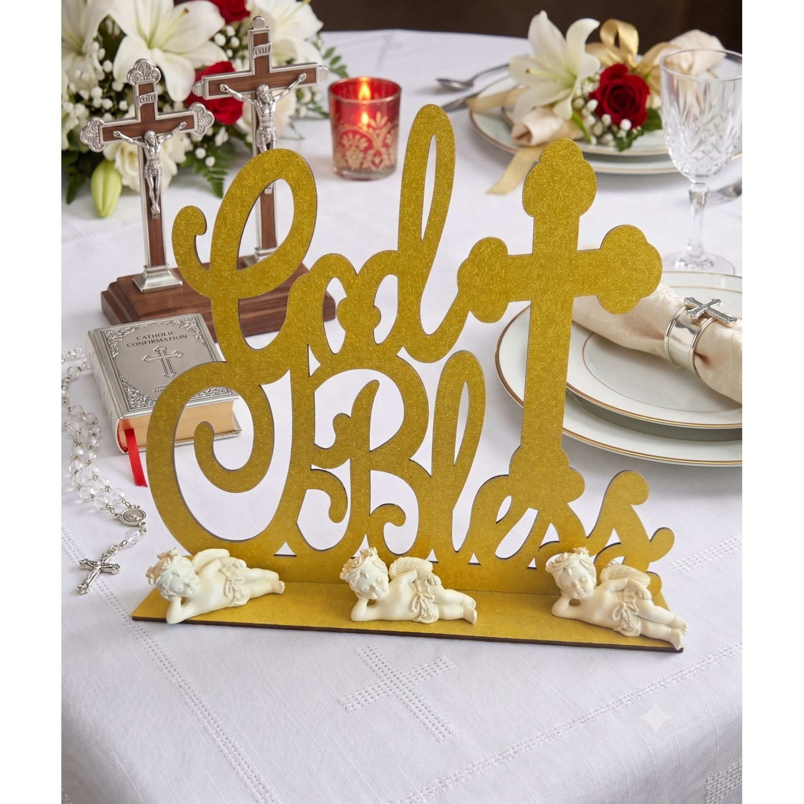 3" Ceramic Laying Angel Figurines – Pack of 12 | Decoration, Baptism & First Communion Favors