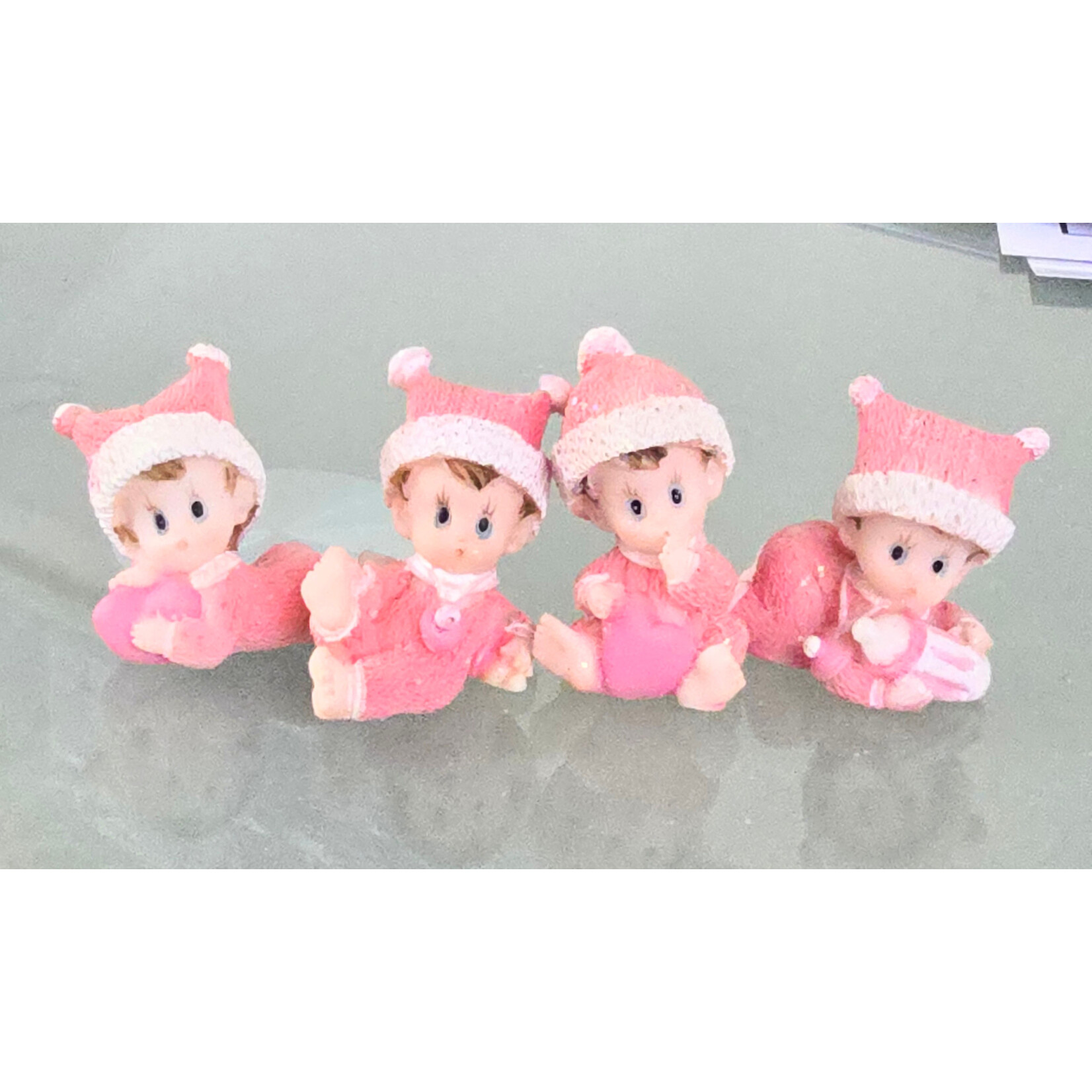 Hand Painted 1.5" Ceramic Baby (Set of 4) Baby Shower Gender Reveal