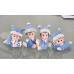 Hand Painted 1.5" Ceramic Baby (Set of 4)  Blue