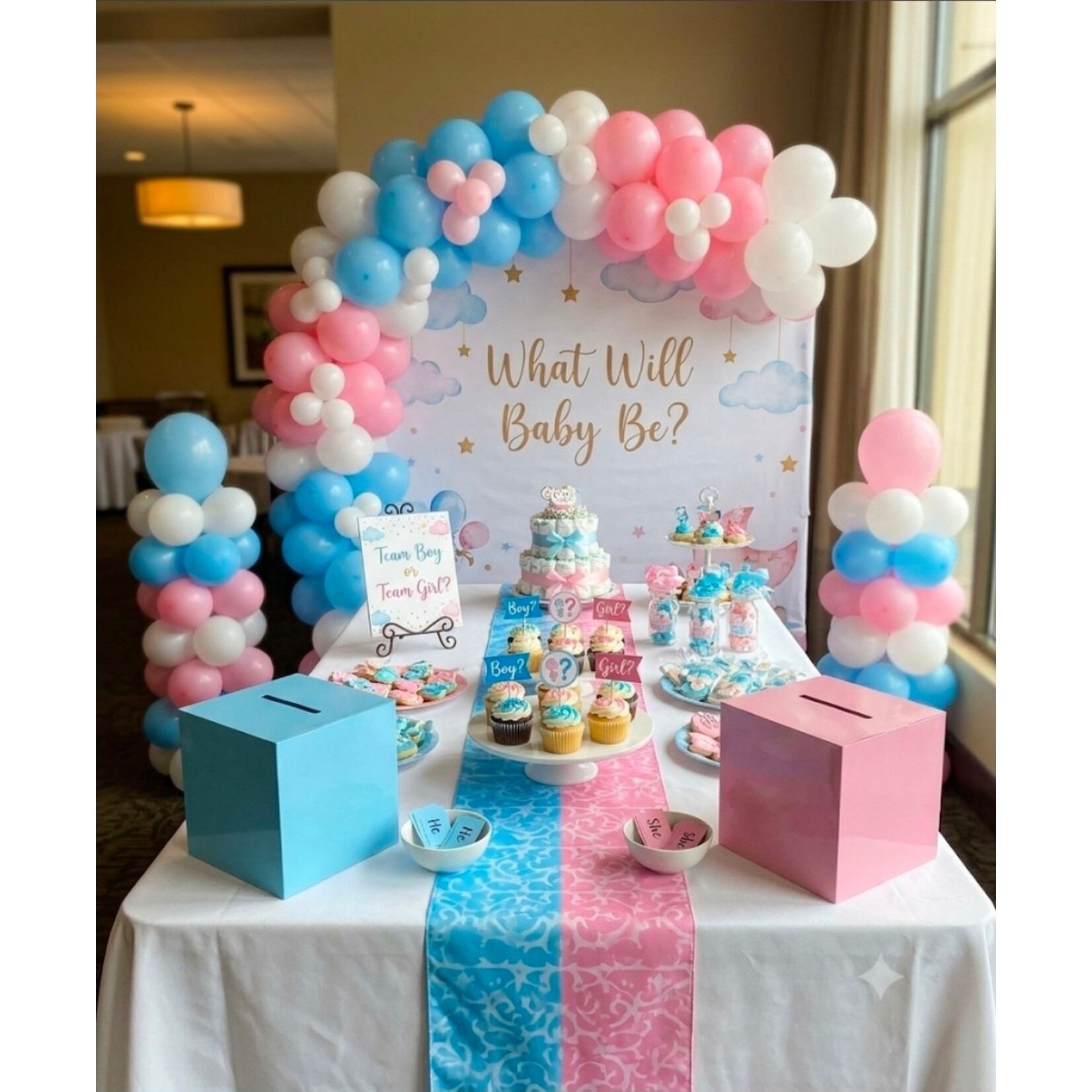 10" Card Box  Foldable Slit - Baby Shower Wedding Gender Reveal Parties