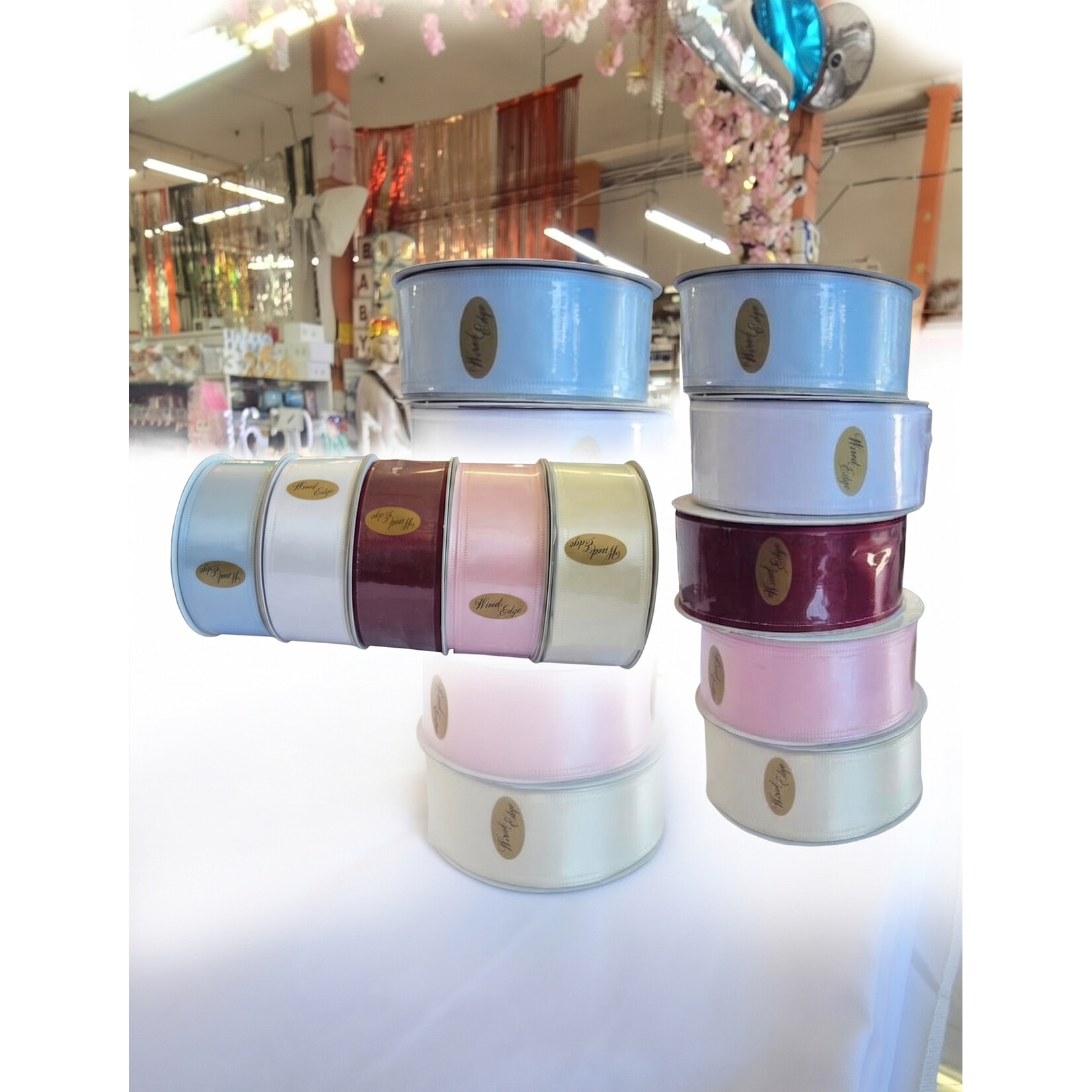 1.5" Wired Satin Ribbon – 10 Yards | Premium Silky Finish for Floral, Gift & Event Decor