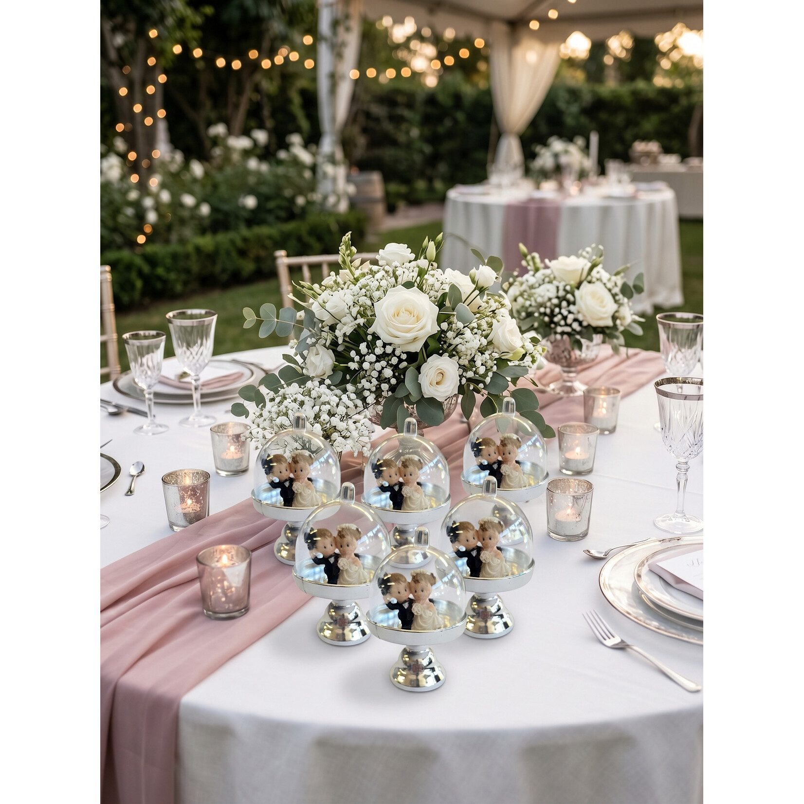 12-Pack Mini Pedestal Domes 4 Inch – Elegant Wedding & Baby Shower Favor Holders