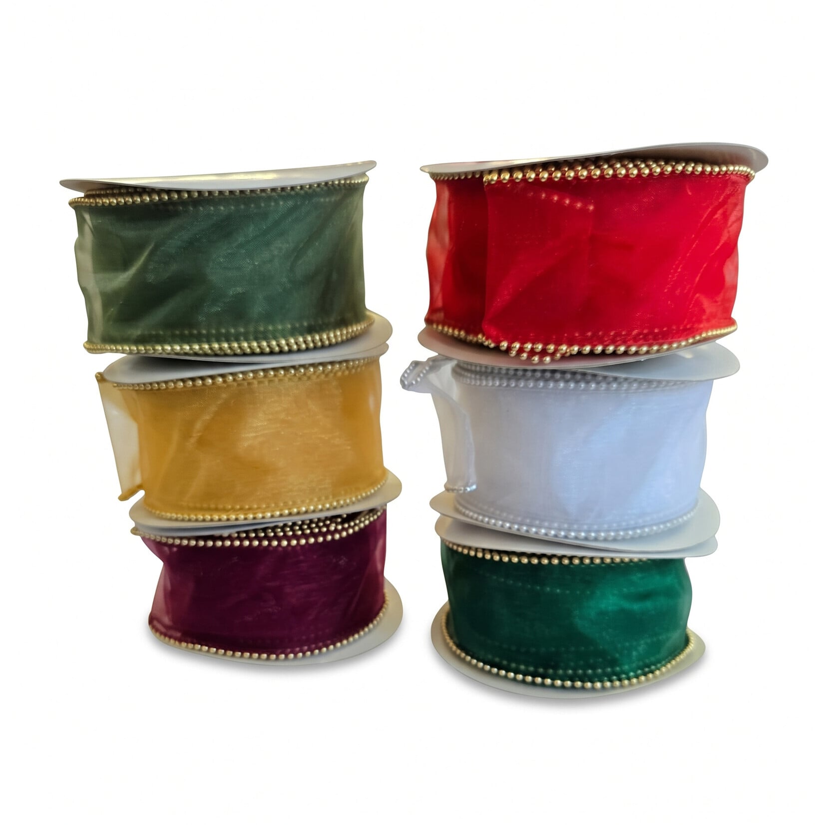 2.5" × 10 Yard Pearled Wired Organza Ribbon – Elegant Trim for Holiday Decor, Bows & Gift Wrapping