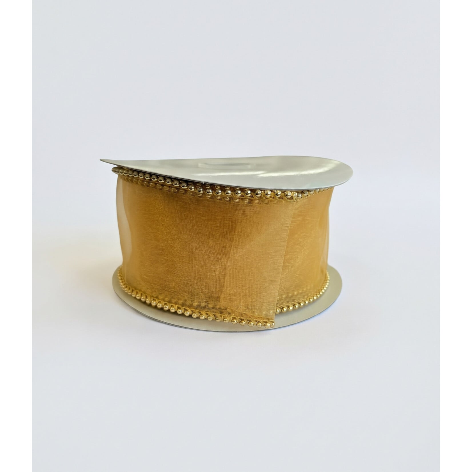 2.5" × 10 Yard Pearled Wired Organza Ribbon – Elegant Trim for Holiday Decor, Bows & Gift Wrapping